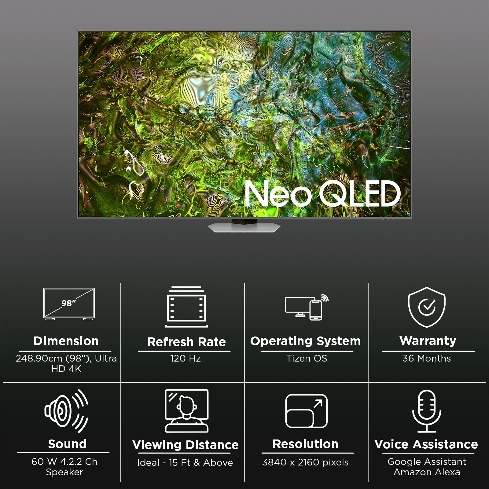 SAMSUNG QN90D 247 cm (98 inch) Neo QLED 4K Ultra HD Smart Tizen TV with Quantum Matrix Technology (2024 model) SAMSUNG QN90D 247 cm (98 inch) Neo QLED 4K Ultra HD Smart Tizen TV with Quantum Matrix Technology (2024 model)_3