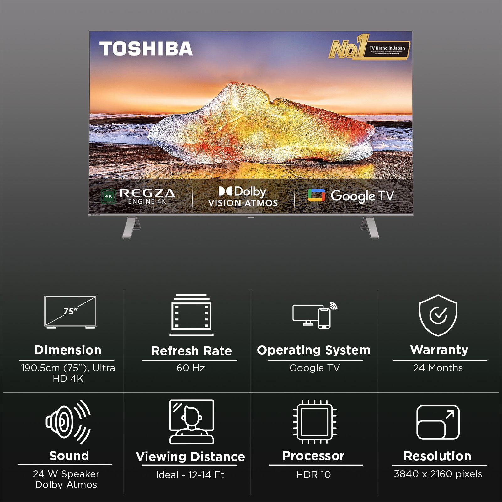 TOSHIBA C350MP 190 cm (75 inch) 4K Ultra HD LED Smart Google TV with Built-in Google Assistant (2023 model) TOSHIBA C350MP 190 cm (75 inch) 4K Ultra HD LED Smart Google TV with Built-in Google Assistant (2023 model)_3