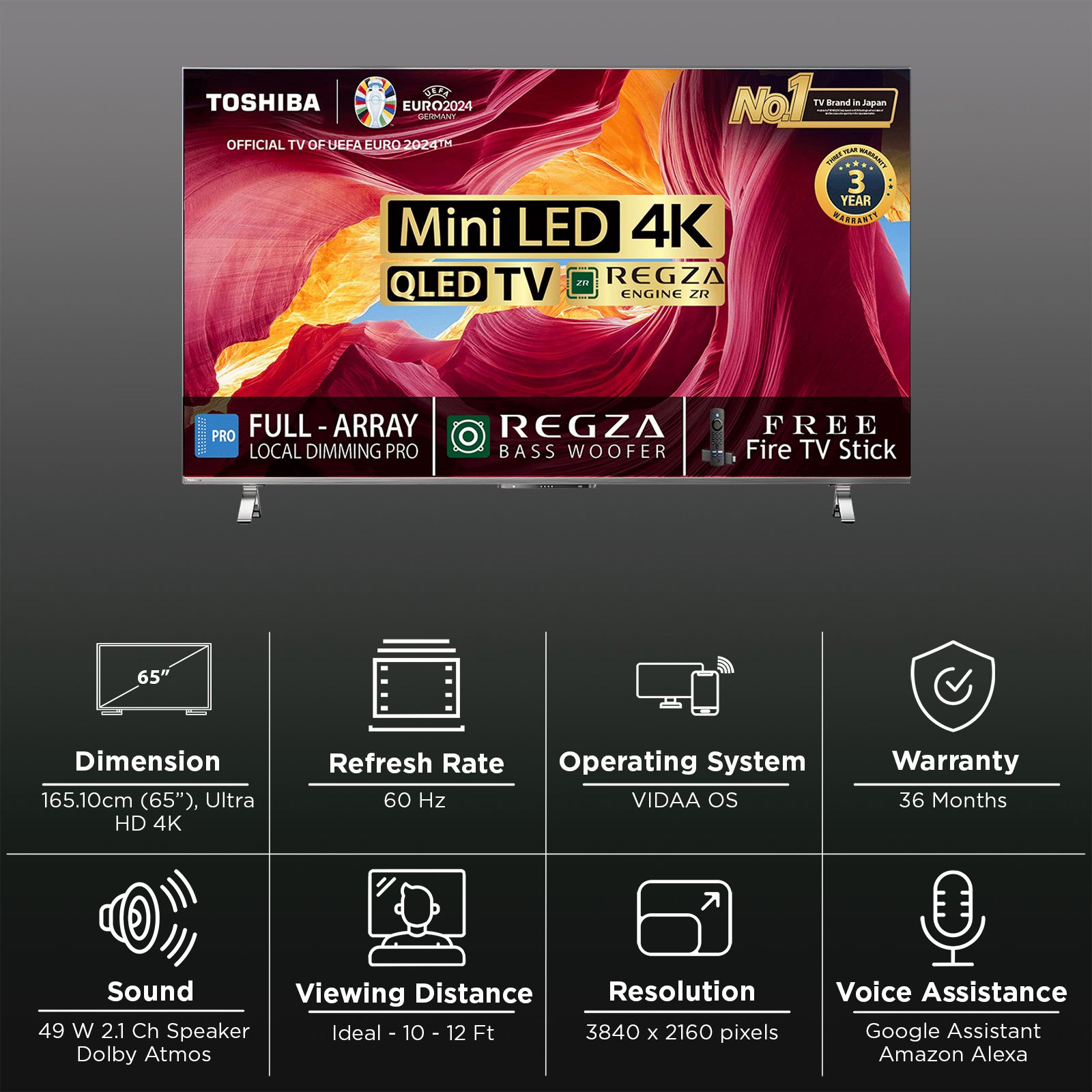 TOSHIBA M650MP 165 cm (65 inch) 4K Ultra HD QLED Smart VIDAA TV with Built-in Google Assistant (2023 model) TOSHIBA M650MP 165 cm (65 inch) 4K Ultra HD QLED Smart VIDAA TV with Built-in Google Assistant (2023 model)_3