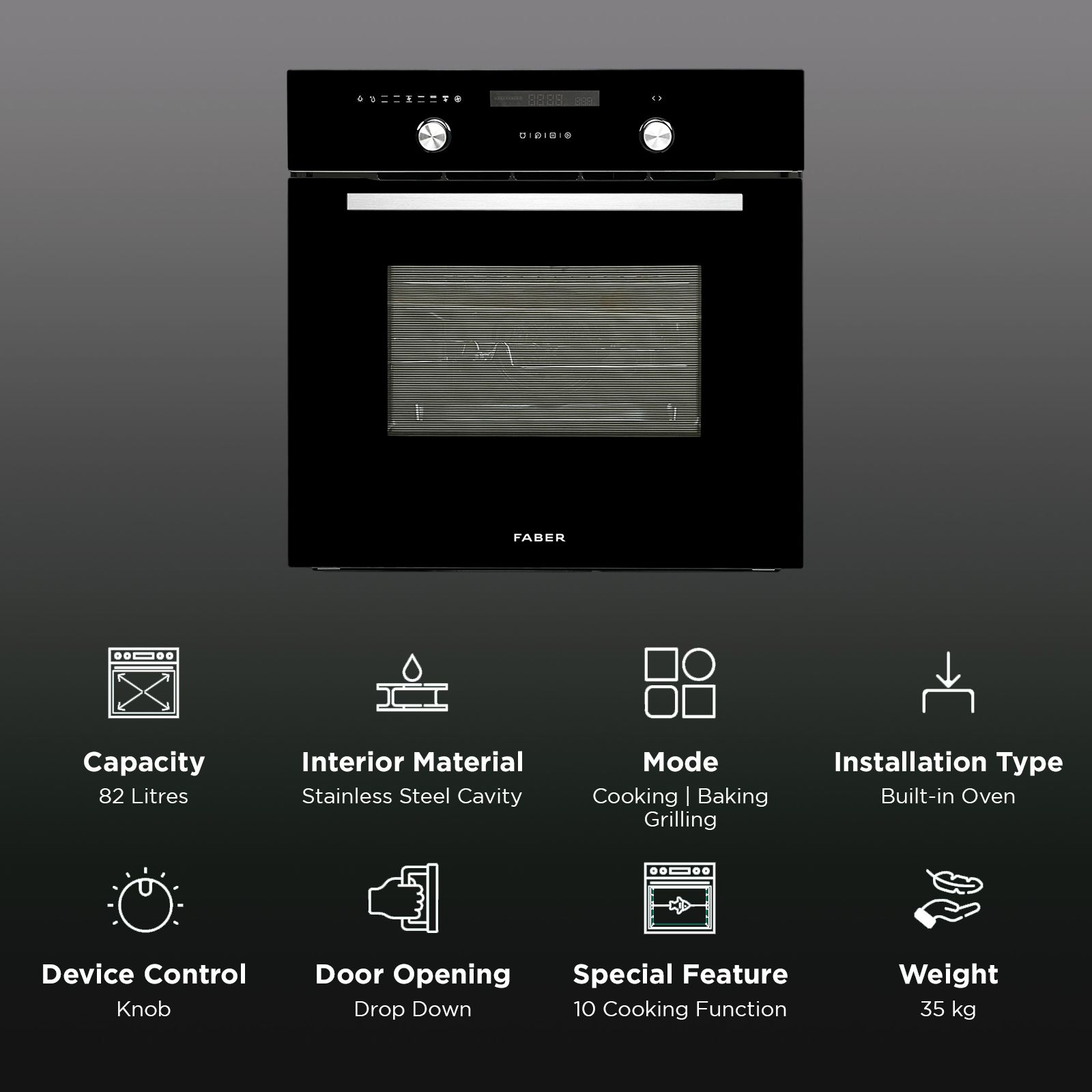 FABER FBIO 82L 10F BK 82L 60cm Convection Microwave with 3D Hot Air Circulation System (131.0617.491, Black) FABER FBIO 82L 10F BK 82L 60cm Convection Microwave with 3D Hot Air Circulation System (131.0617.491, Black)_3