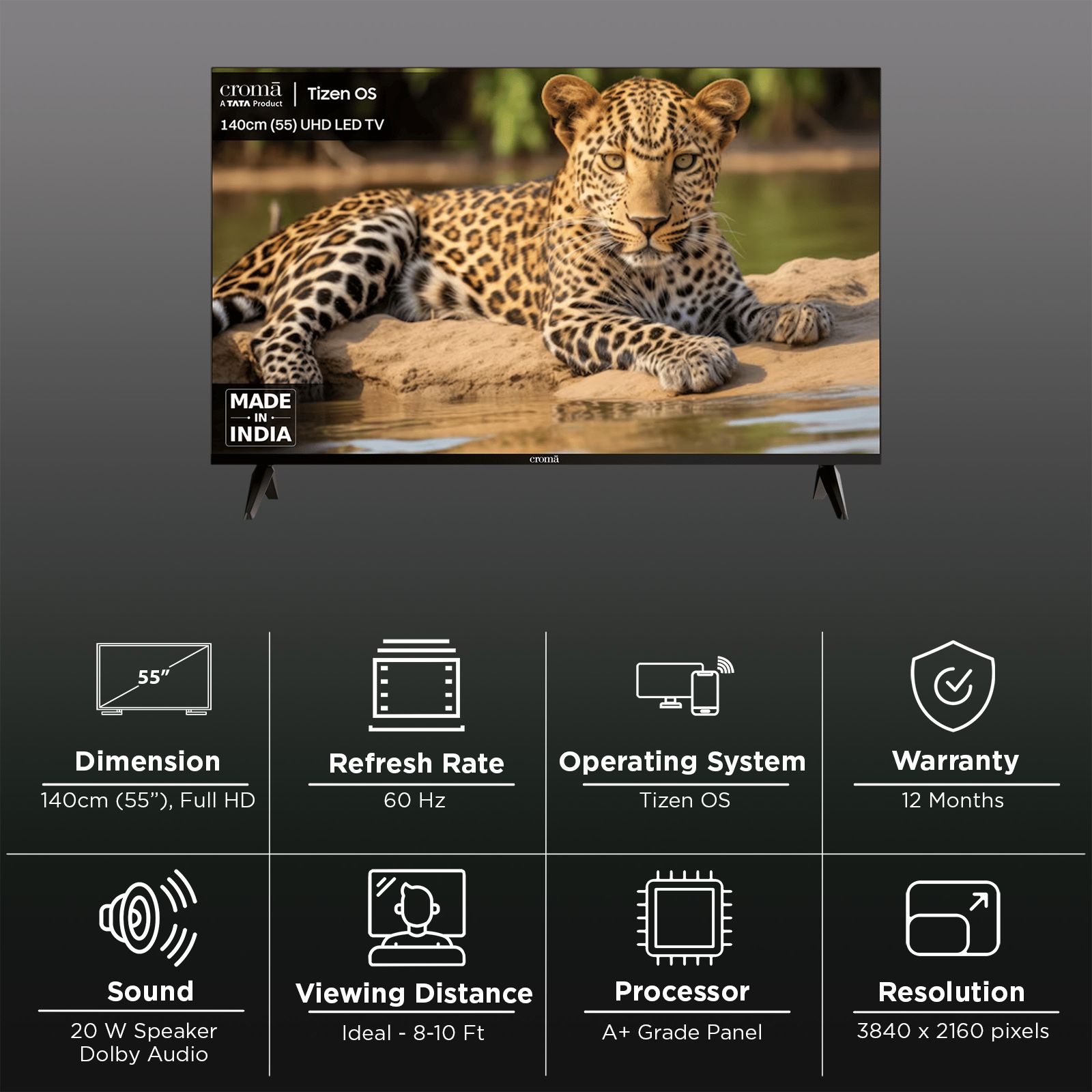 Croma 140 cm (55 inch) 4K Ultra HD LED Smart Tizen TV with Dolby Audio Croma 140 cm (55 inch) 4K Ultra HD LED Smart Tizen TV with Dolby Audio_2