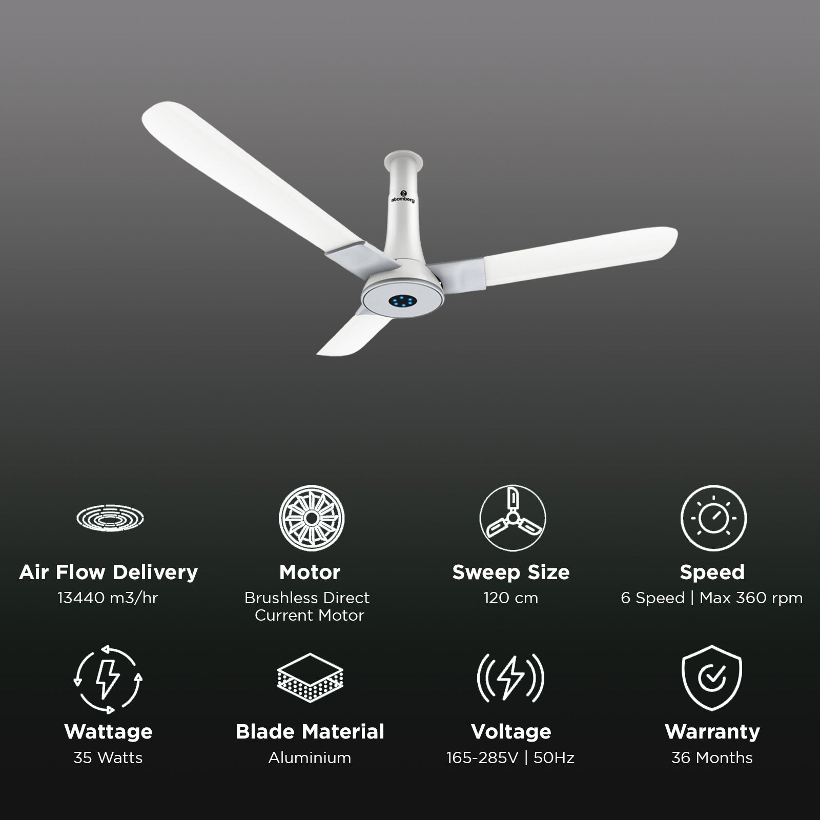 atomberg Studio Smart Plus 5 Star 1200mm 3 Blade BLDC Motor Smart Ceiling Fan with Remote (Boost Mode, Marble White) atomberg Studio Smart Plus 5 Star 1200mm 3 Blade BLDC Motor Smart Ceiling Fan with Remote (Boost Mode, Marble White)_3