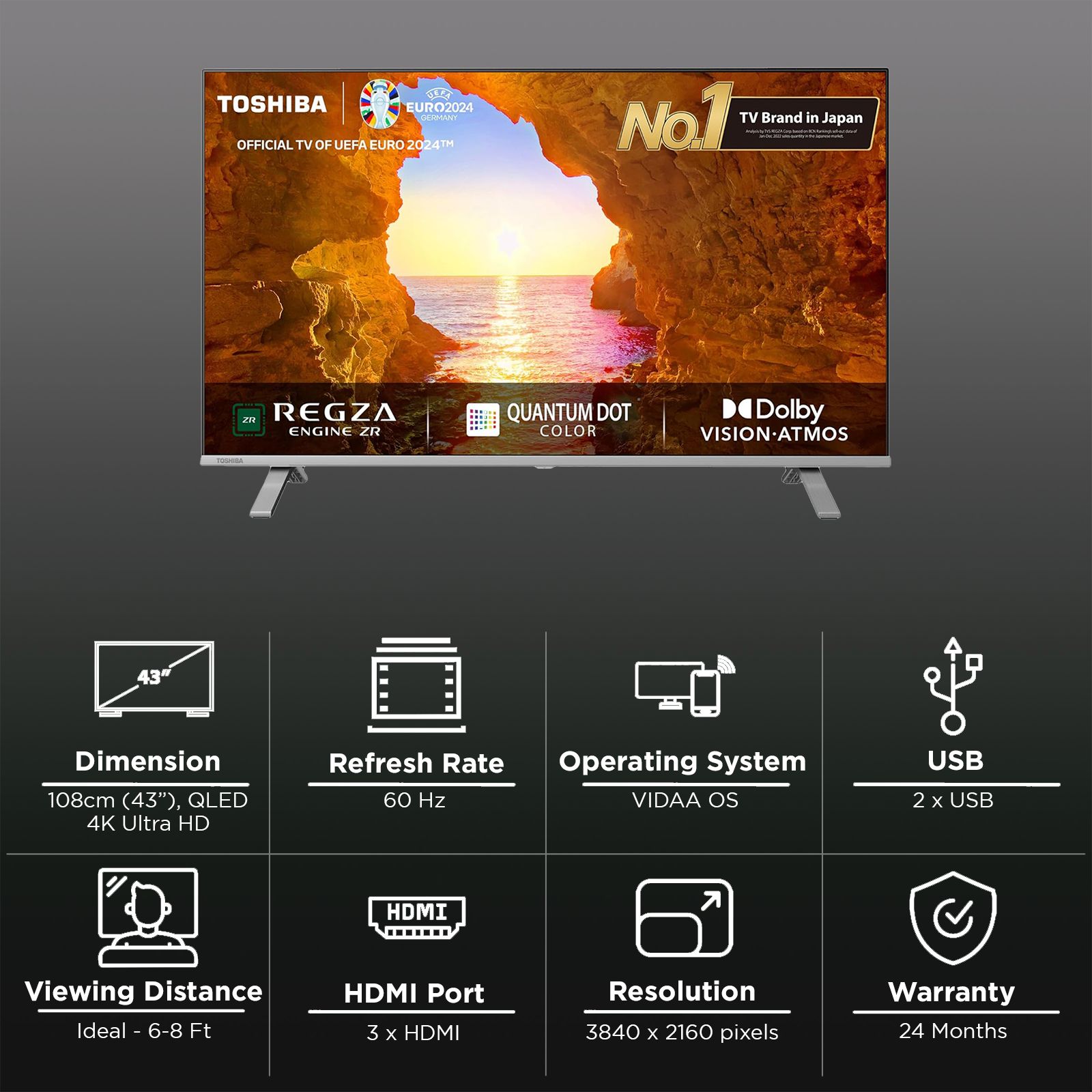 TOSHIBA C450 109 cm (43 inch) QLED 4K Ultra HD VIDDA TV with Regza Engine ZR TOSHIBA C450 109 cm (43 inch) QLED 4K Ultra HD VIDDA TV with Regza Engine ZR_2