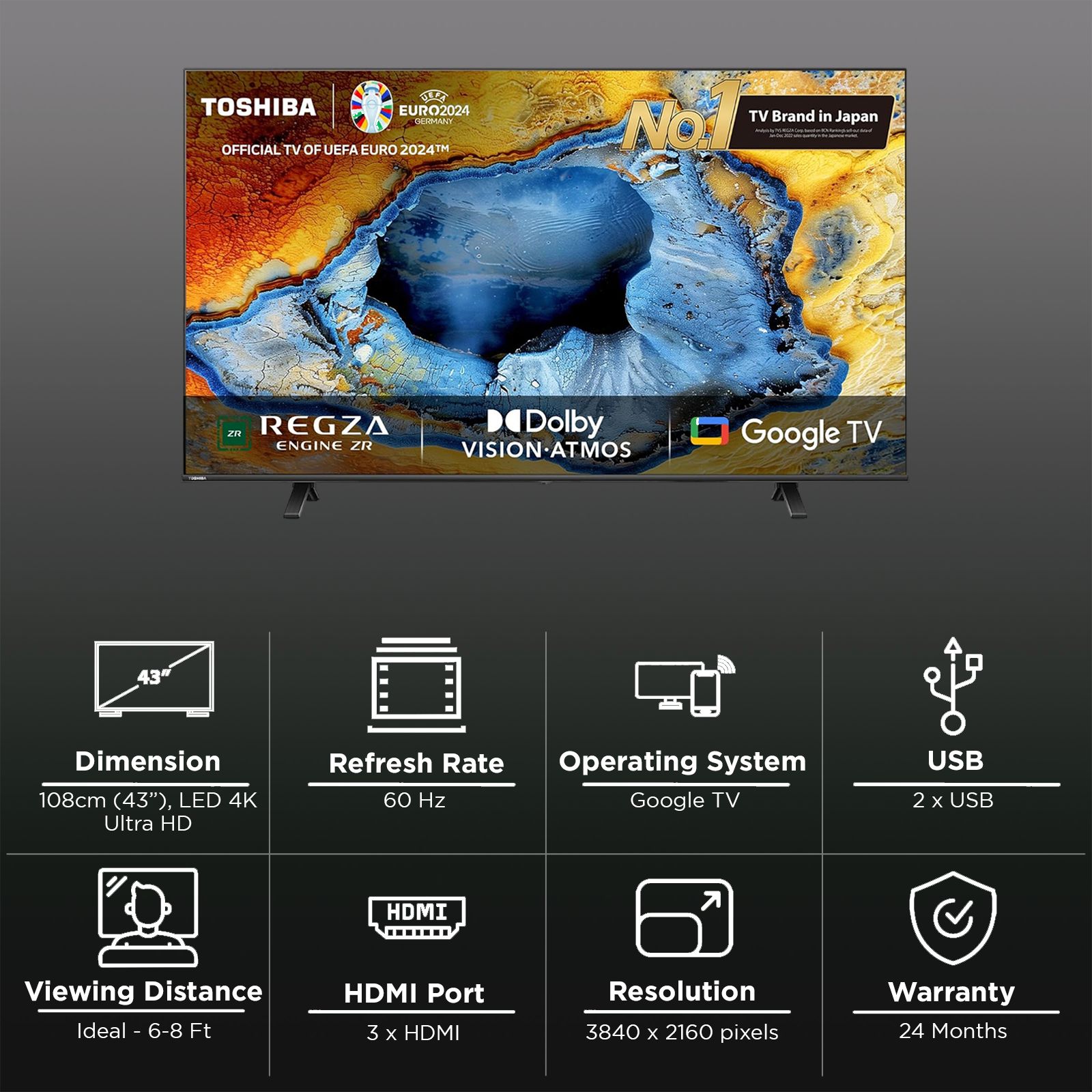 TOSHIBA C350NP 109 cm (43 inch) 4K Ultra HD LED Google TV with Regza Engine 4K (2024 model) TOSHIBA C350NP 109 cm (43 inch) 4K Ultra HD LED Google TV with Regza Engine 4K (2024 model)_2