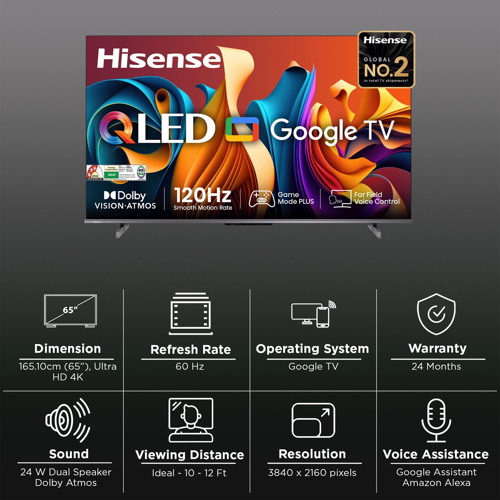 Hisense Q6N 165 cm (65 inch) QLED 4K Ultra HD Smart Google TV with 4K AI Upscaler (2024 model)_3