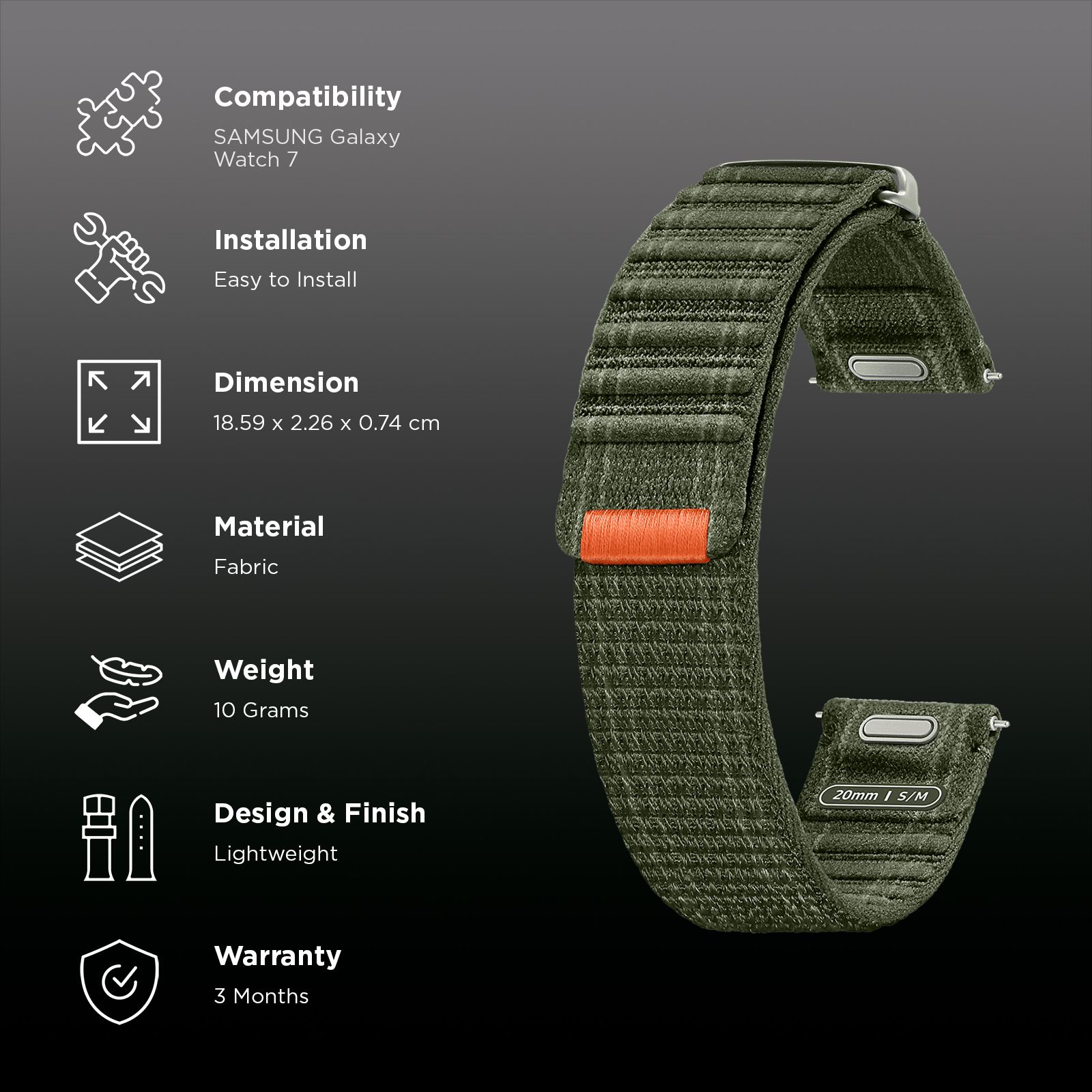 SAMSUNG ET-SVL30SKEGIN Fabric Band for SAMSUNG Galaxy Watch7 (S/M) (Effortless Style, Green) SAMSUNG ET-SVL30SKEGIN Fabric Band for SAMSUNG Galaxy Watch7 (S/M) (Effortless Style, Green)_2