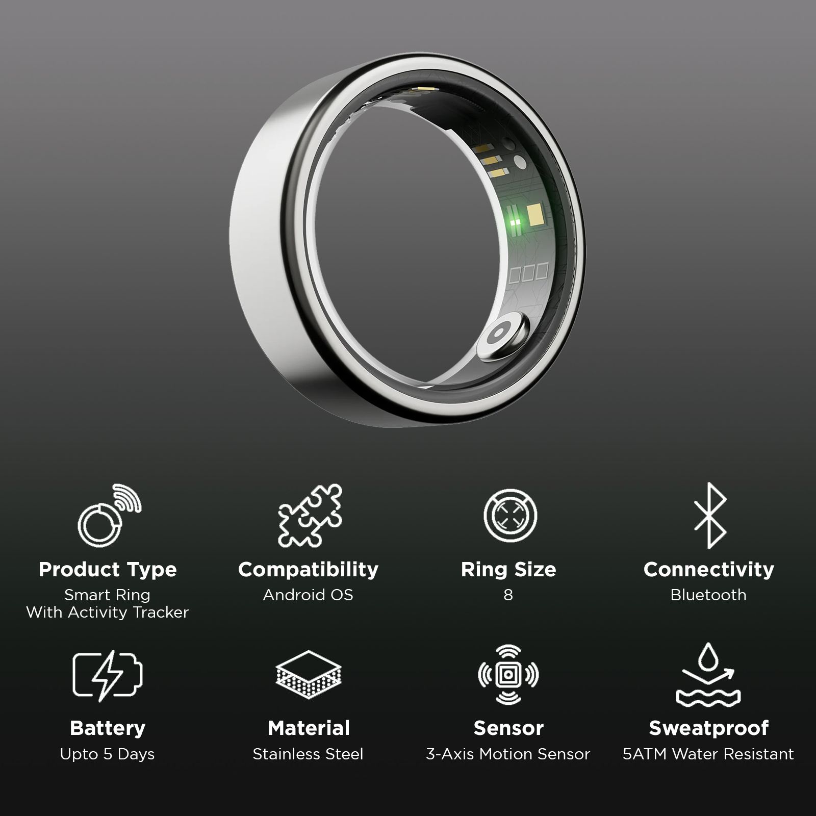 boAt Active Smart Ring with Activity Tracker (Size 8, Water Resistant, Radiant Silver) boAt Active Smart Ring with Activity Tracker (Size 8, Water Resistant, Radiant Silver)_2