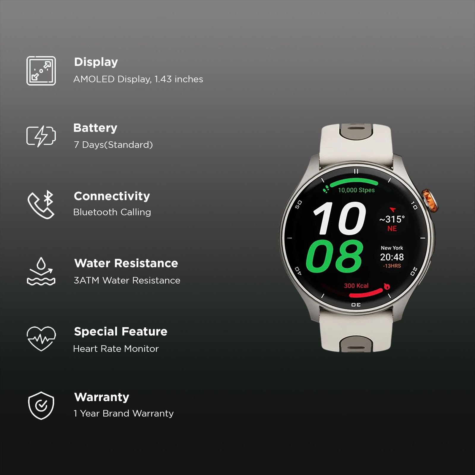 TITAN Celestor Smartwatch with Bluetooth Calling (36mm AMOLED Display, Beige Strap)_2