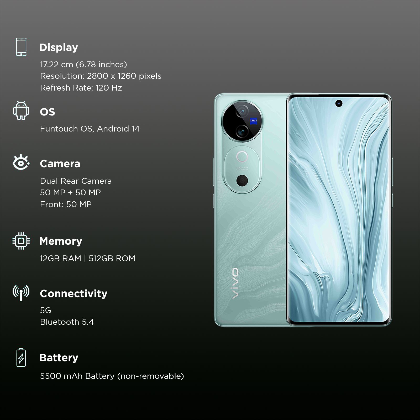 vivo V40 5G (12GB RAM, 512GB, Ganges Blue) vivo V40 5G (12GB RAM, 512GB, Ganges Blue)_3