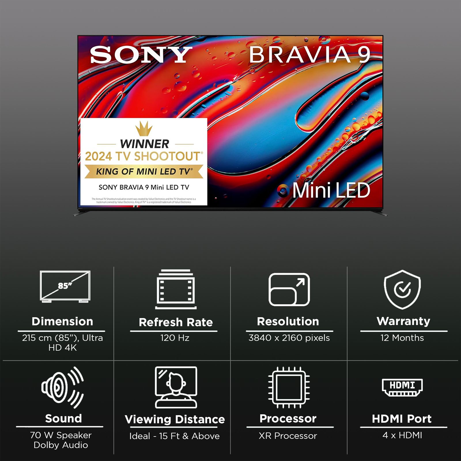 SONY BRAVIA 9 215 cm (85 inch) LED 4K Ultra HD Mini Smart Android TV with Dolby Vision & Dolby Atmos (2024 model)_3