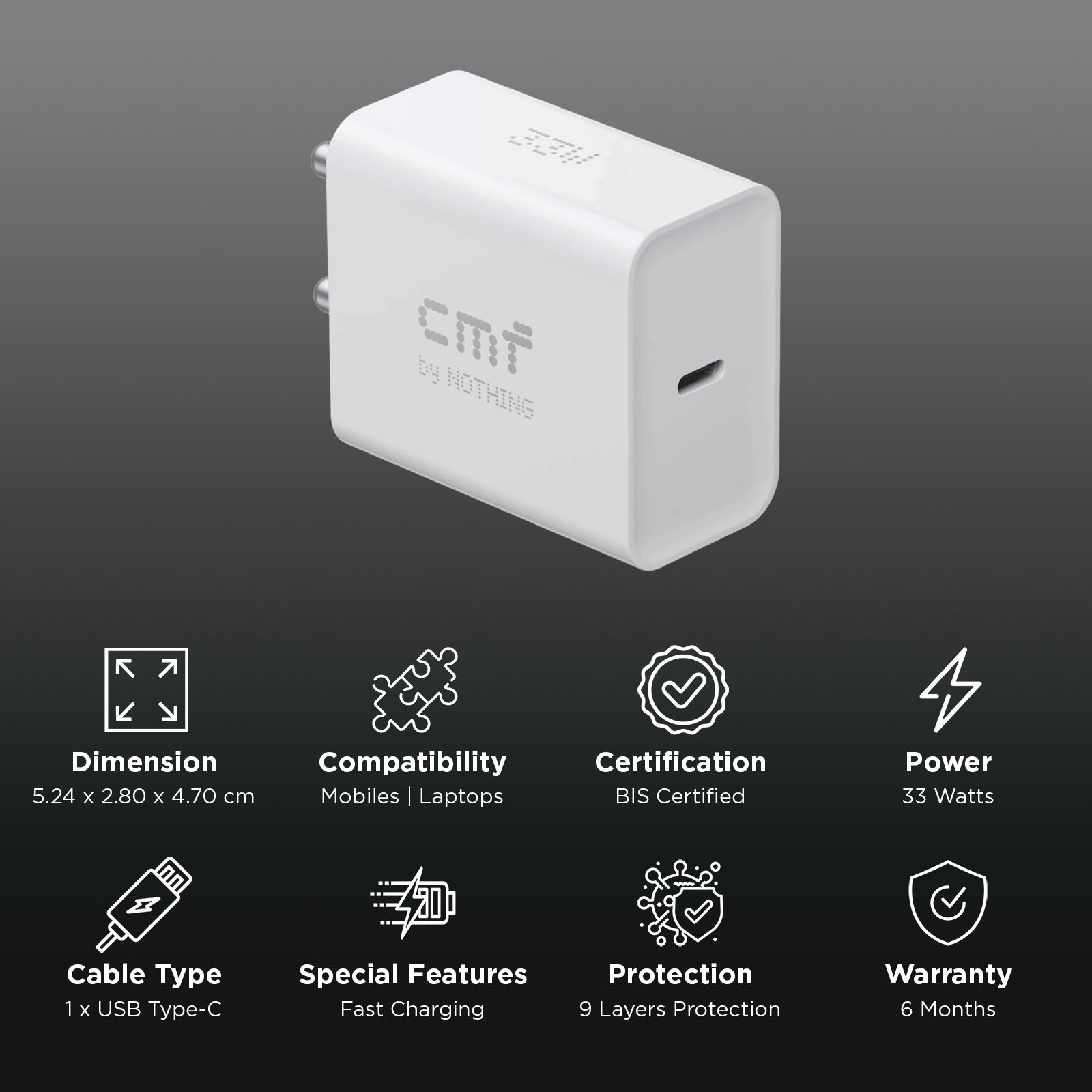 Nothing C383 33W Type C Fast Charger (Adapter Only, White) Nothing C383 33W Type C Fast Charger (Adapter Only, White)_3