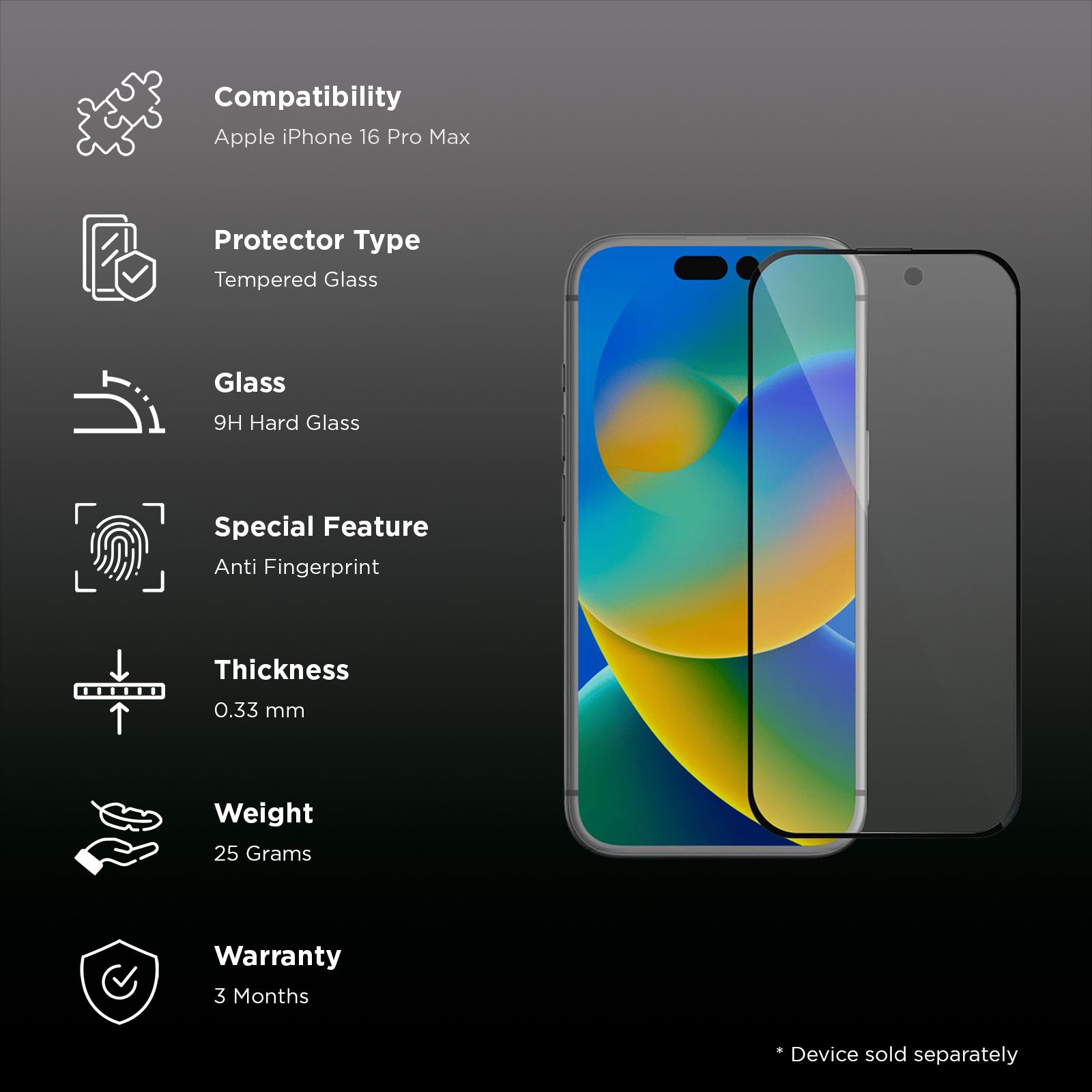 GRIPP 3D Tempered Glass for Apple iPhone 16 Pro Max (Dust Proof)_3