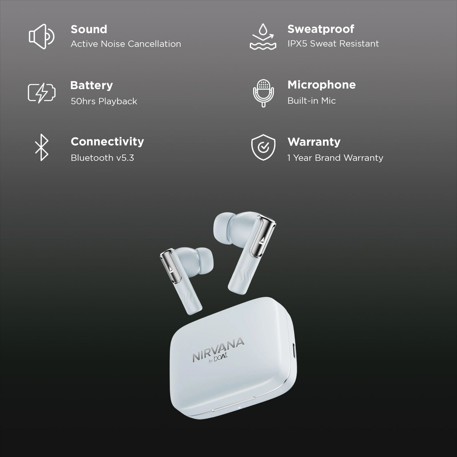 boAt Nirvana Ivy TWS Earbuds with Active Noise Cancellation (IPX5 Sweat Resistant, 360 Degree Spatial Audio, Quartz Cyan) _2