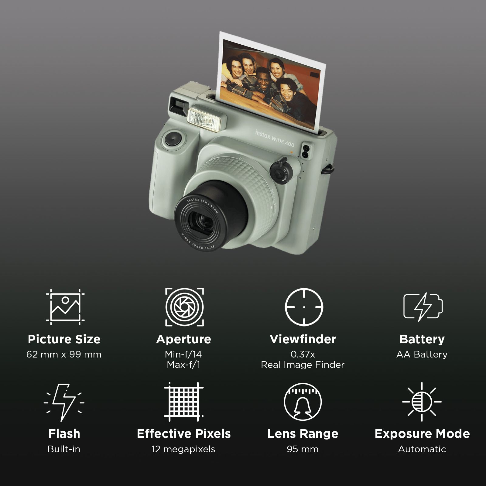 FUJIFILM Instax Wide 400 Instant Camera (Green)_2