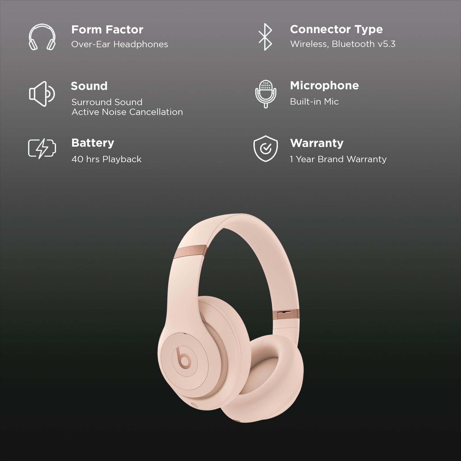 beats Studio Pro MW663AE/A Bluetooth Headphone with Mic (Active Noise Cancellation, Over Ear, Moon) beats Studio Pro MW663AE/A Bluetooth Headphone with Mic (Active Noise Cancellation, Over Ear, Moon)_2