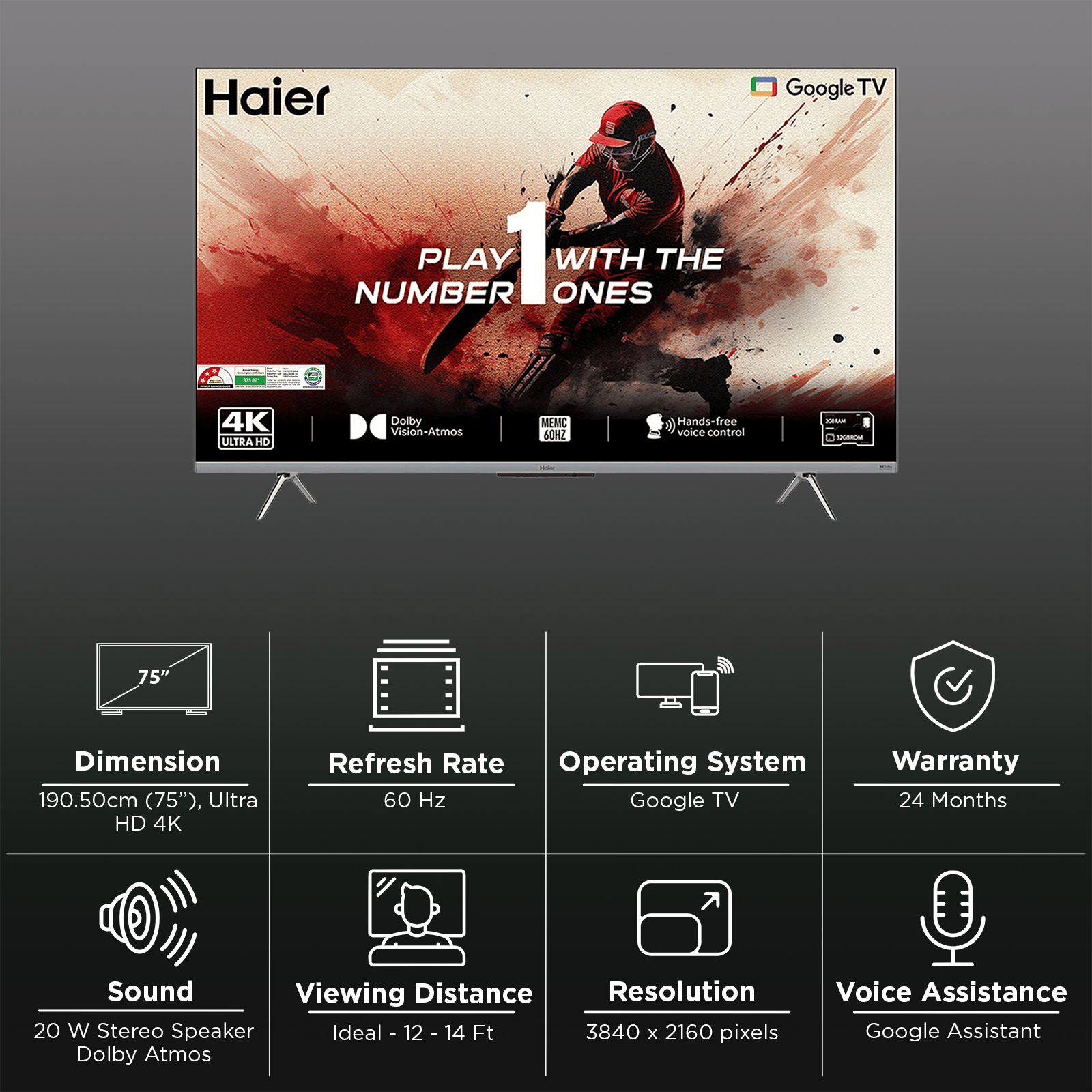 Haier P7 Series 190 cm (75 inch) LED 4K Ultra HD Smart Smart Google TV with Dolby Digital Decoder (2024 model) Haier P7 Series 190 cm (75 inch) LED 4K Ultra HD Smart Smart Google TV with Dolby Digital Decoder (2024 model)_3
