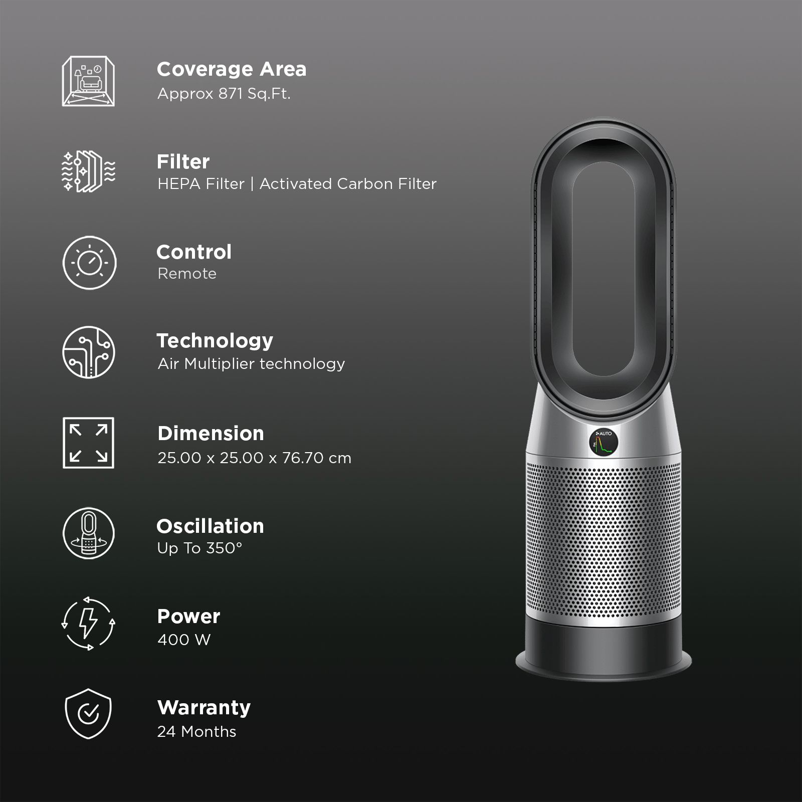 dyson Hot+Cool Gen1 HP10 Air Multiplie Technology Air Purifier (350 Degree Oscillation, 59573601, Black/Nickel) dyson Hot+Cool Gen1 HP10 Air Multiplie Technology Air Purifier (350 Degree Oscillation, 59573601, Black/Nickel)_3