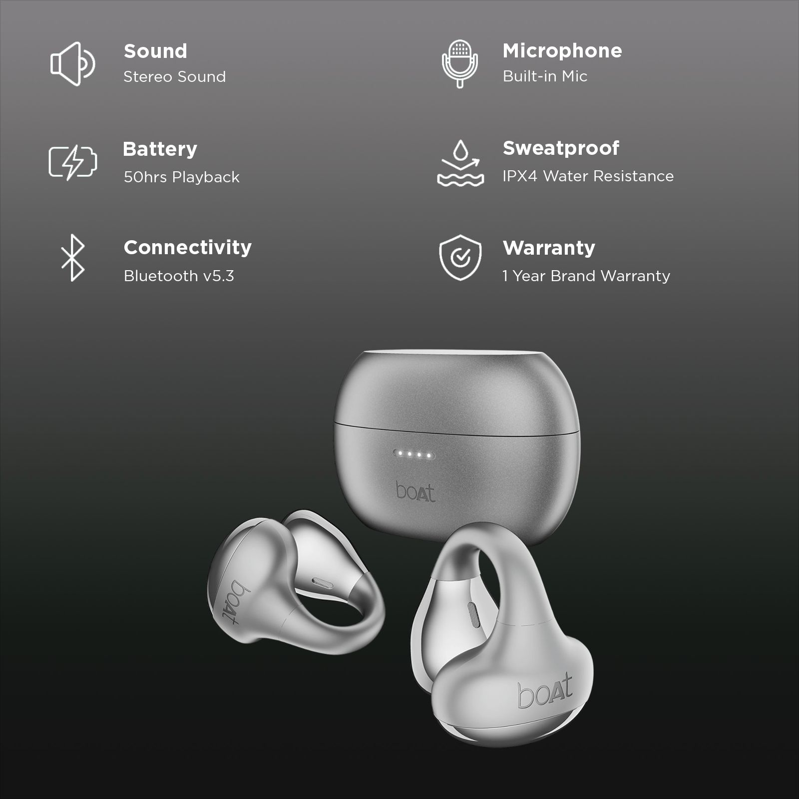 boAt Airdopes Loop TWS Earbuds with Noise Isolation (IPX4 Splash and Sweat Resistant, ASAP Charge, Cool Grey) boAt Airdopes Loop TWS Earbuds with Noise Isolation (IPX4 Splash and Sweat Resistant, ASAP Charge, Cool Grey)_2