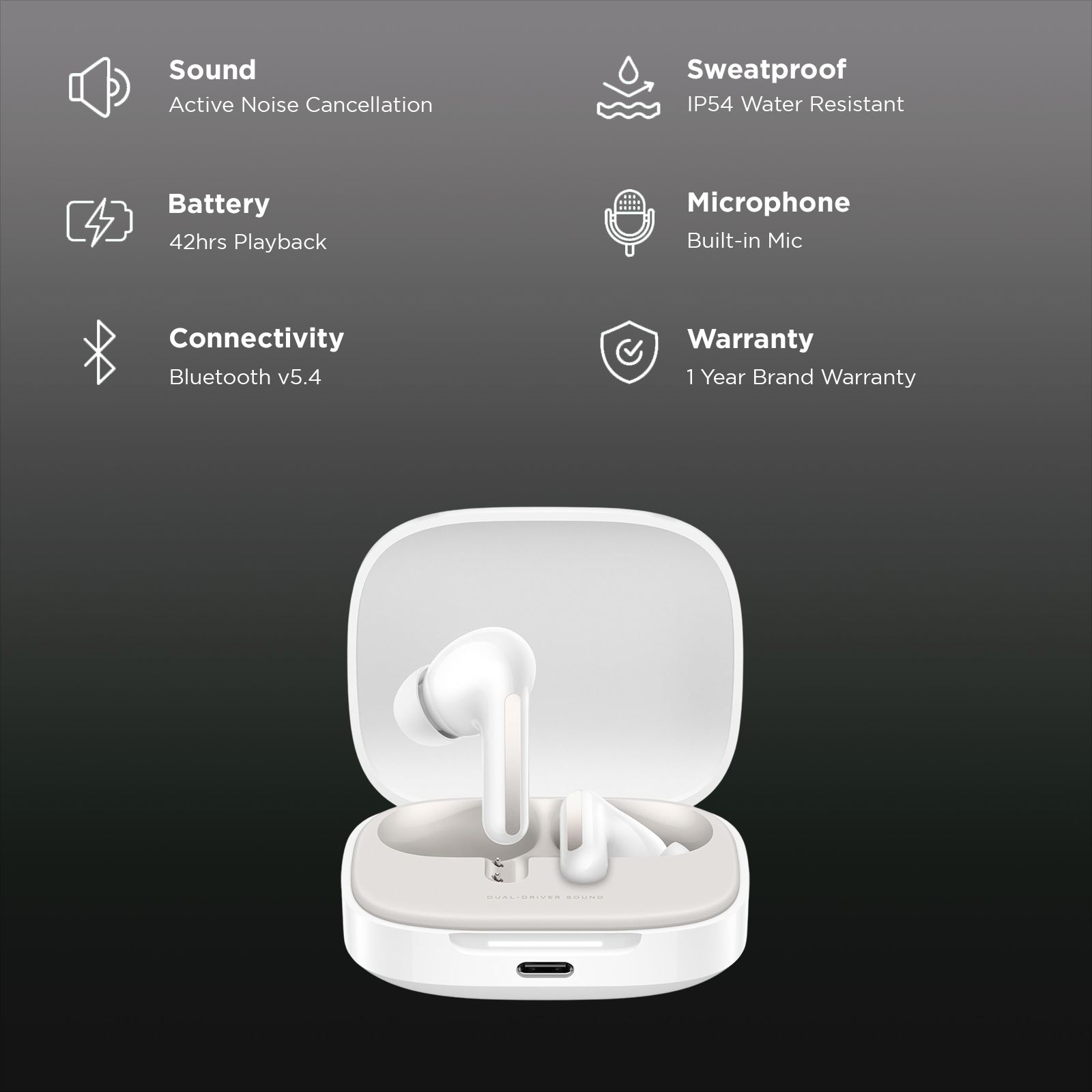 Redmi Buds 6 BHR9256IN TWS Earbuds with Active Noise Cancellation (IP54 Water Resistant, Fast Charging, Titan White) Redmi Buds 6 BHR9256IN TWS Earbuds with Active Noise Cancellation (IP54 Water Resistant, Fast Charging, Titan White)_2