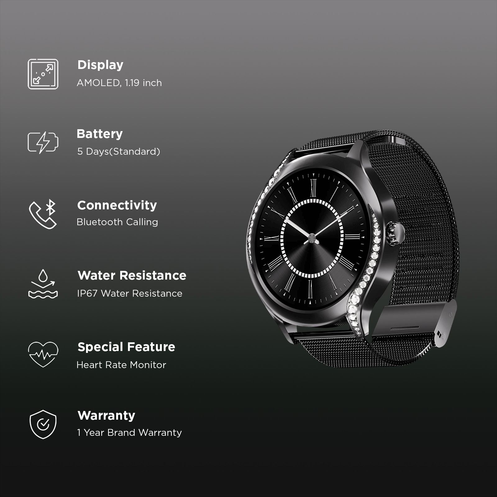 boAt Enigma Gem Smartwatch with Bluetooth Calling (30.2mm AMOLED Display, IP67 Water Resistant, Metallic Black Strap) boAt Enigma Gem Smartwatch with Bluetooth Calling (30.2mm AMOLED Display, IP67 Water Resistant, Metallic Black Strap)_2