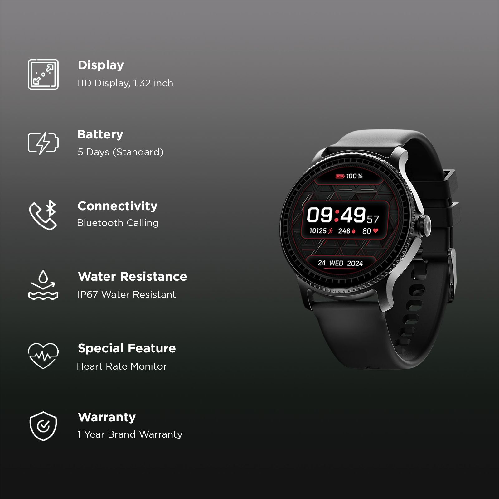 boAt Lunar Discovery Smartwatch with Bluetooth Calling (35mm HD Display, IP67 Water Resistant, Active Black Strap)_2
