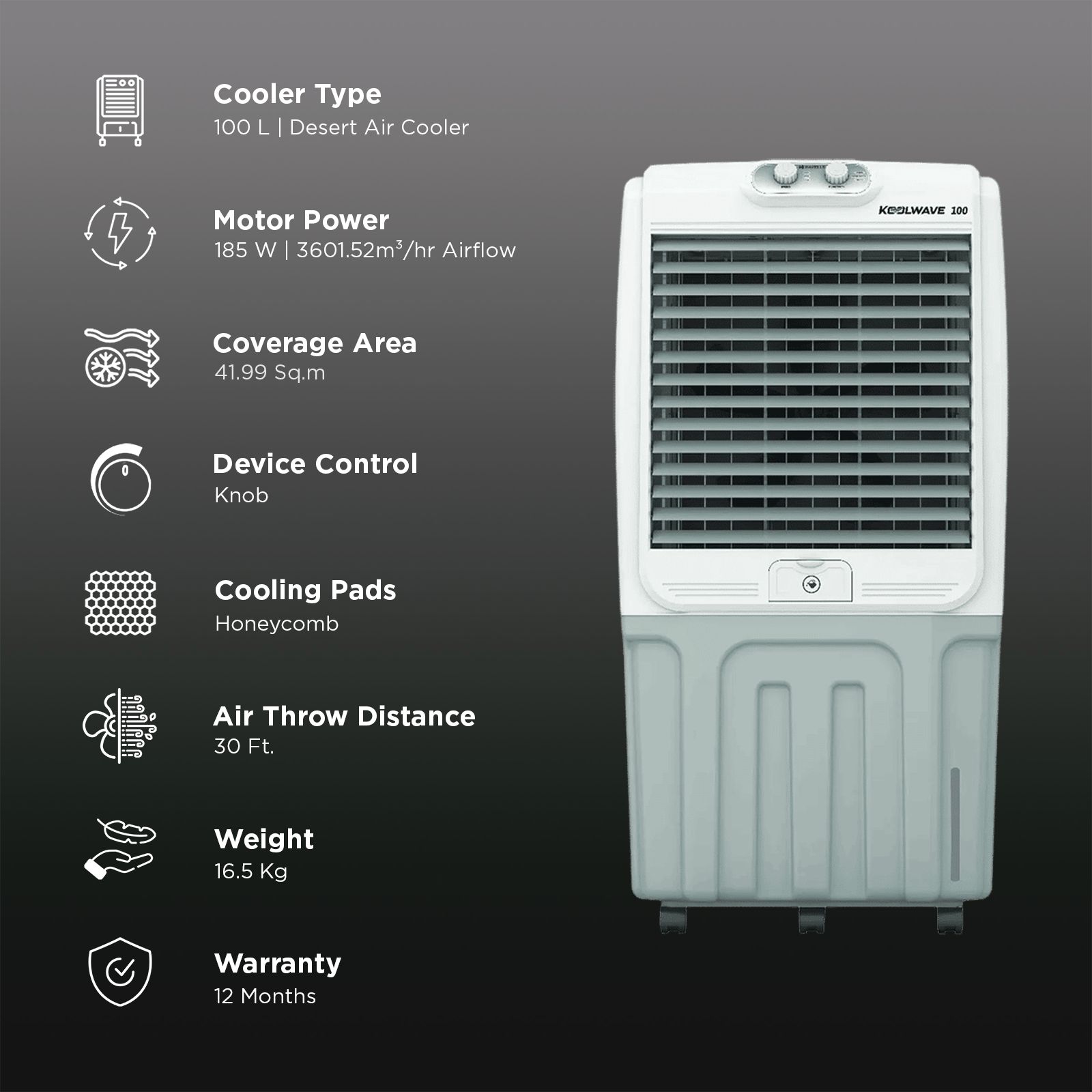 HAVELLS KoolWave 100 Litres Desert Air Cooler with Thermal Overload Protection (Inverter Compatible, White & Grey) HAVELLS KoolWave 100 Litres Desert Air Cooler with Thermal Overload Protection (Inverter Compatible, White & Grey)_3