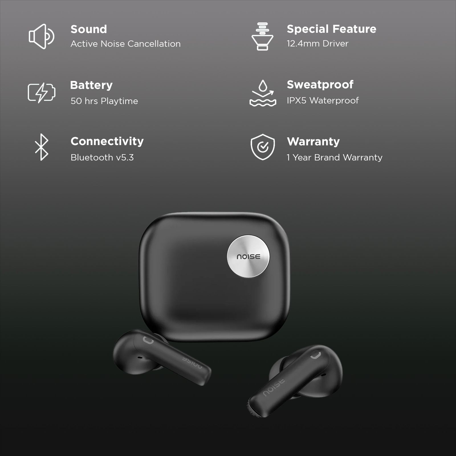 noise Air Buds 6 TWS Earbuds with Active Noise Cancellation (IPX5 Water Resistant, Google Fast Pairing, Charcoal Black) noise Air Buds 6 TWS Earbuds with Active Noise Cancellation (IPX5 Water Resistant, Google Fast Pairing, Charcoal Black)_2
