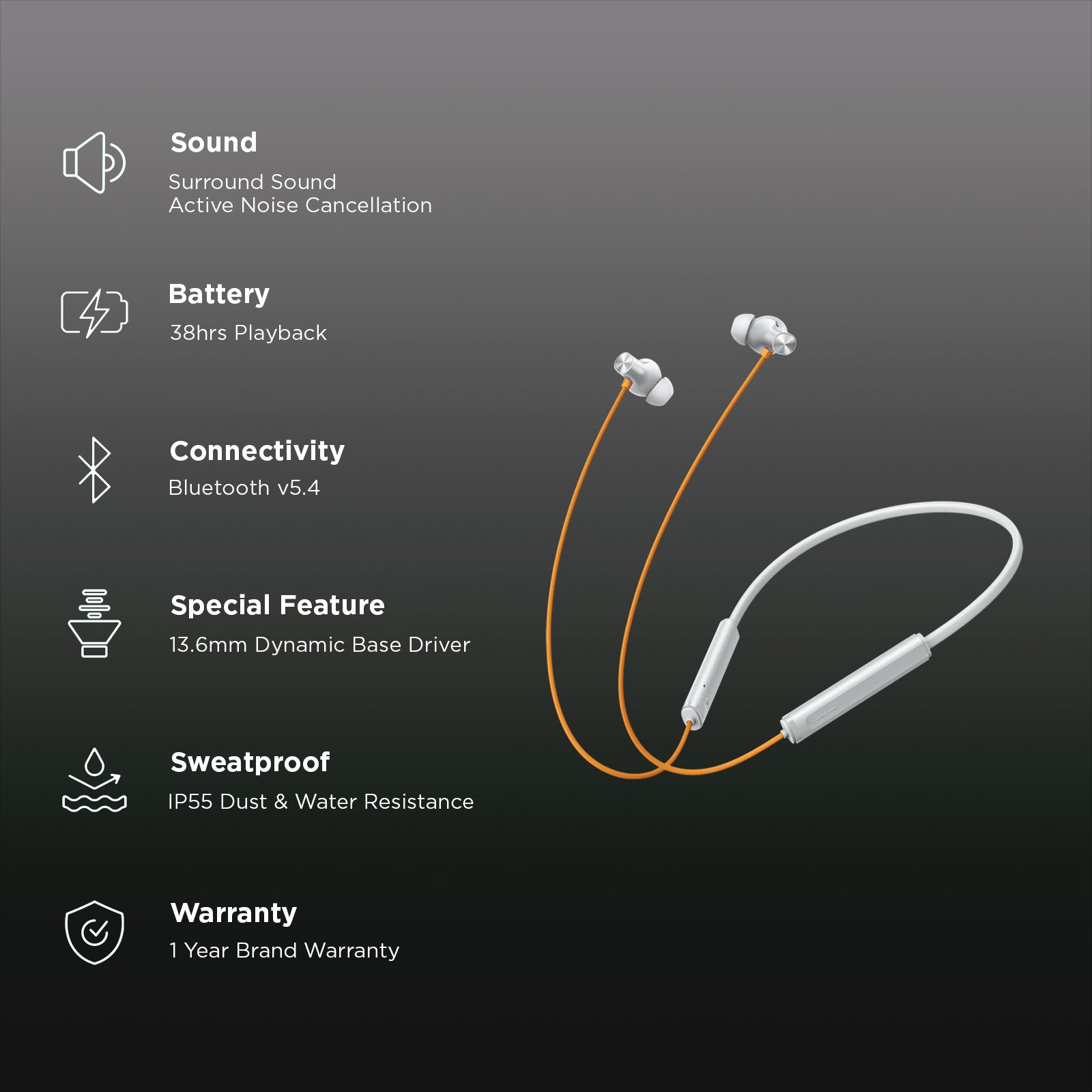 realme Buds Wireless 5 Neckband with Active Noise Cancellation (IP55 Dust & Water Resistant, Smart De-Wind Technology, Dawn Silver) realme Buds Wireless 5 Neckband with Active Noise Cancellation (IP55 Dust & Water Resistant, Smart De-Wind Technology, Dawn Silver)_2