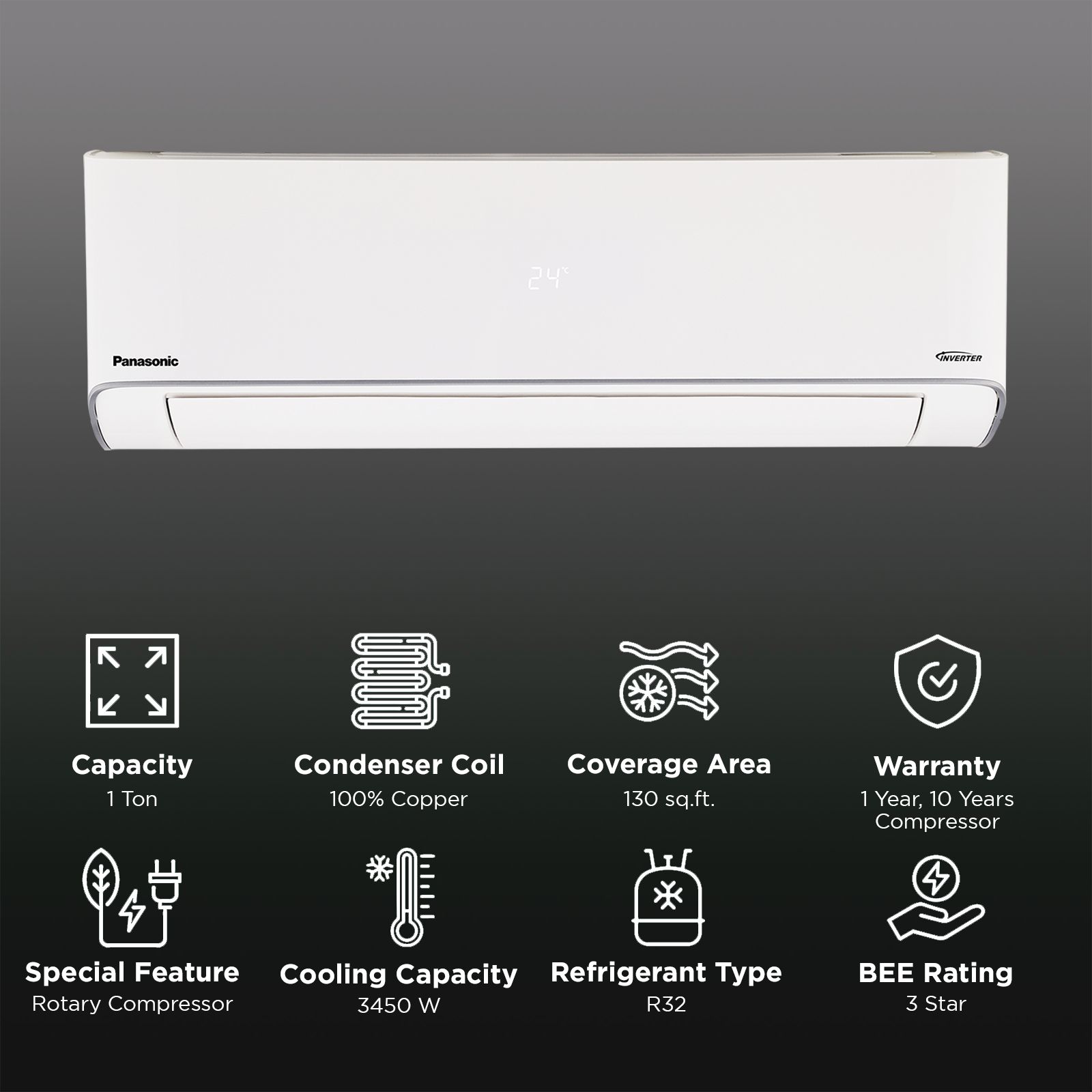 Panasonic EU 7 in 1 Convertible 1 Ton 3 Star Inverter Split Smart AC with Voice Assistant (2025 Model, Copper Condenser, CS/CU-EU12BKY3FM) Panasonic EU 7 in 1 Convertible 1 Ton 3 Star Inverter Split Smart AC with Voice Assistant (2025 Model, Copper Condenser, CS/CU-EU12BKY3FM)_2