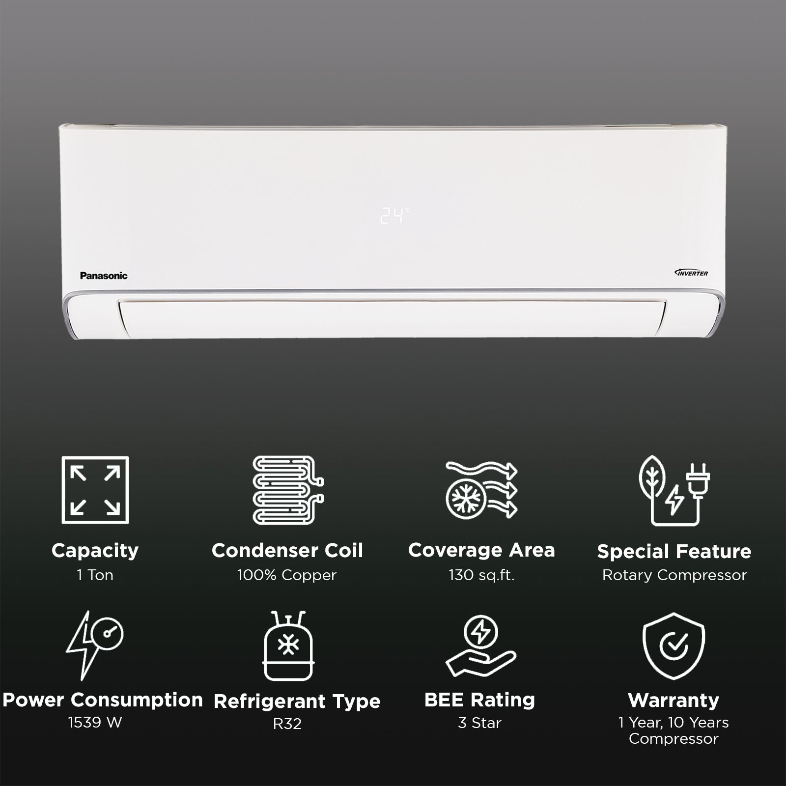 Panasonic EU 7 in 1 Convertible 1 Ton 3 Star Inverter Split AC with PM 0.1 Filter (Copper Condenser, CS/CU-EU12BKY3F) Panasonic EU 7 in 1 Convertible 1 Ton 3 Star Inverter Split AC with PM 0.1 Filter (Copper Condenser, CS/CU-EU12BKY3F)_2
