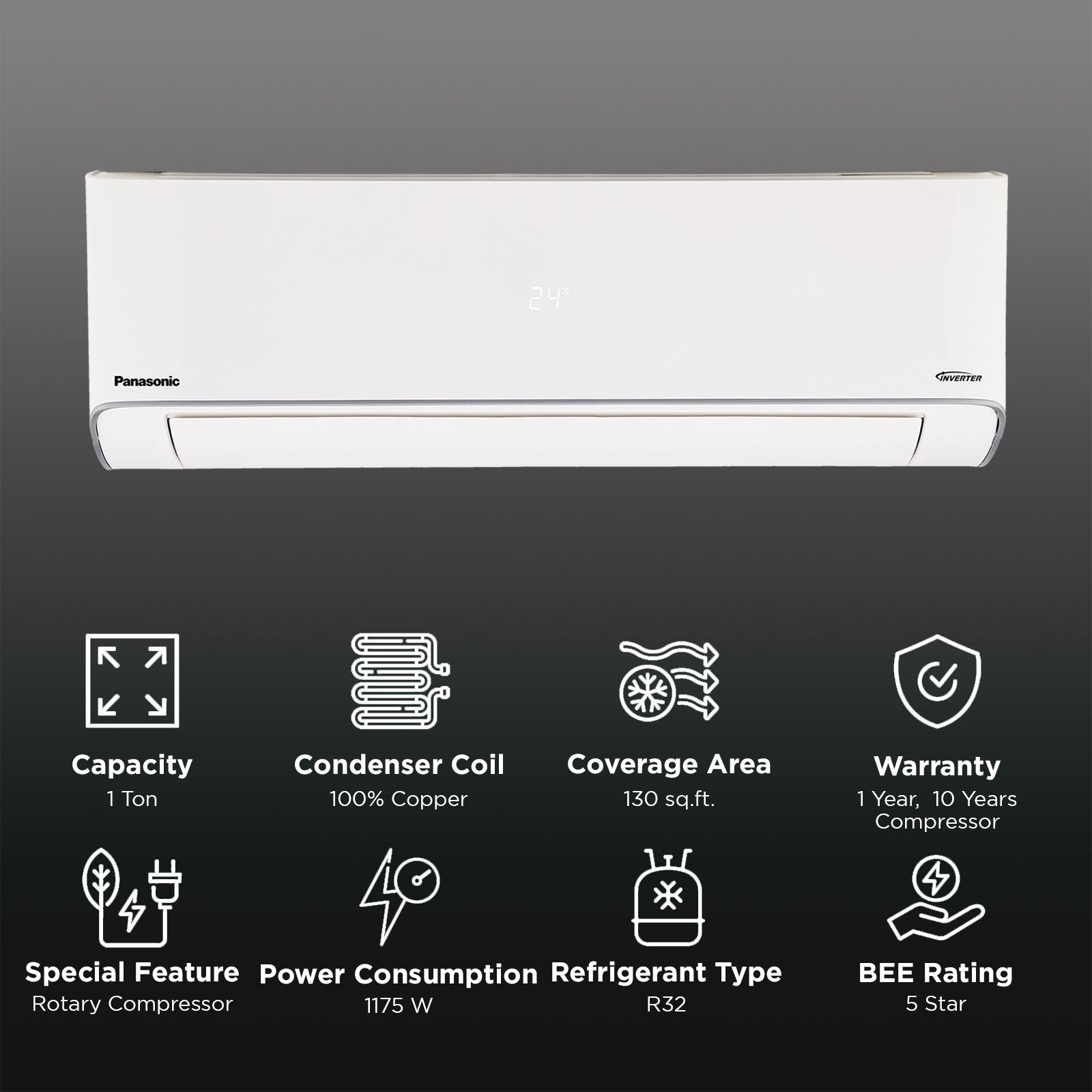 Panasonic EU 7 in 1 Convertible 1 Ton 5 Star Inverter Split Smart AC with Voice Assistant (2025 Model, Copper Condenser, CS/CU-EU12BKY5FM) Panasonic EU 7 in 1 Convertible 1 Ton 5 Star Inverter Split Smart AC with Voice Assistant (2025 Model, Copper Condenser, CS/CU-EU12BKY5FM)_2