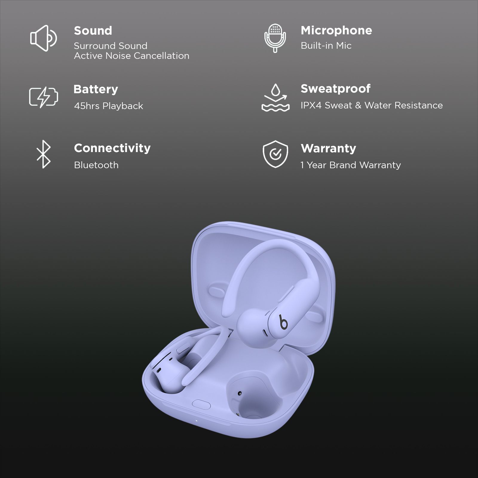 beats Powerbeats Pro 2 MX753ZM/A TWS Earbuds with Active Noise Cancellation (IPX4 Sweat & Water Resistant, Heart-rate Monitoring, Hyper Purple)_2
