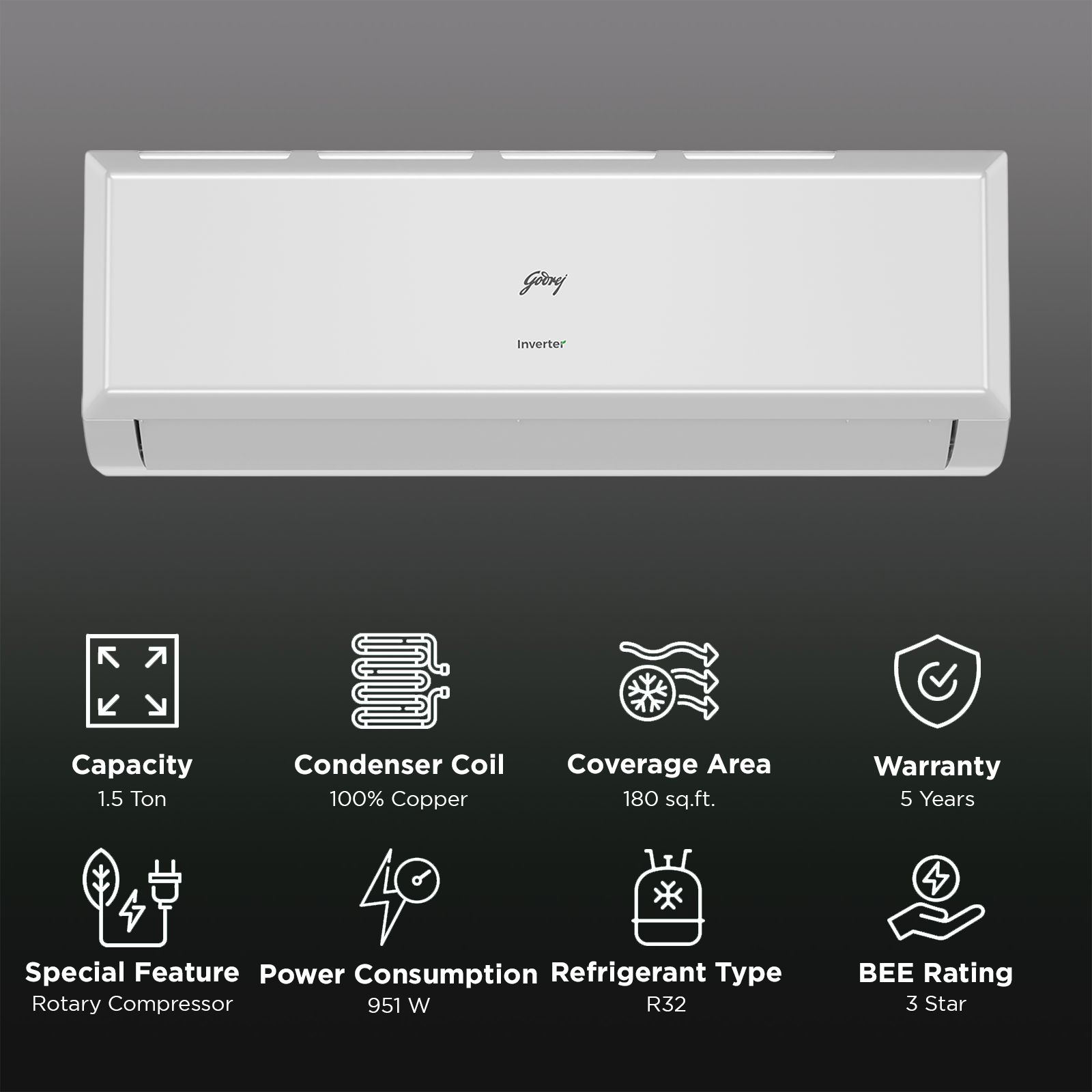 Godrej P Series Convertible 1.5 Ton 3 Star Inverter Split AC with I-Sense Technology (Copper Condenser, 40101701SD01549)_2
