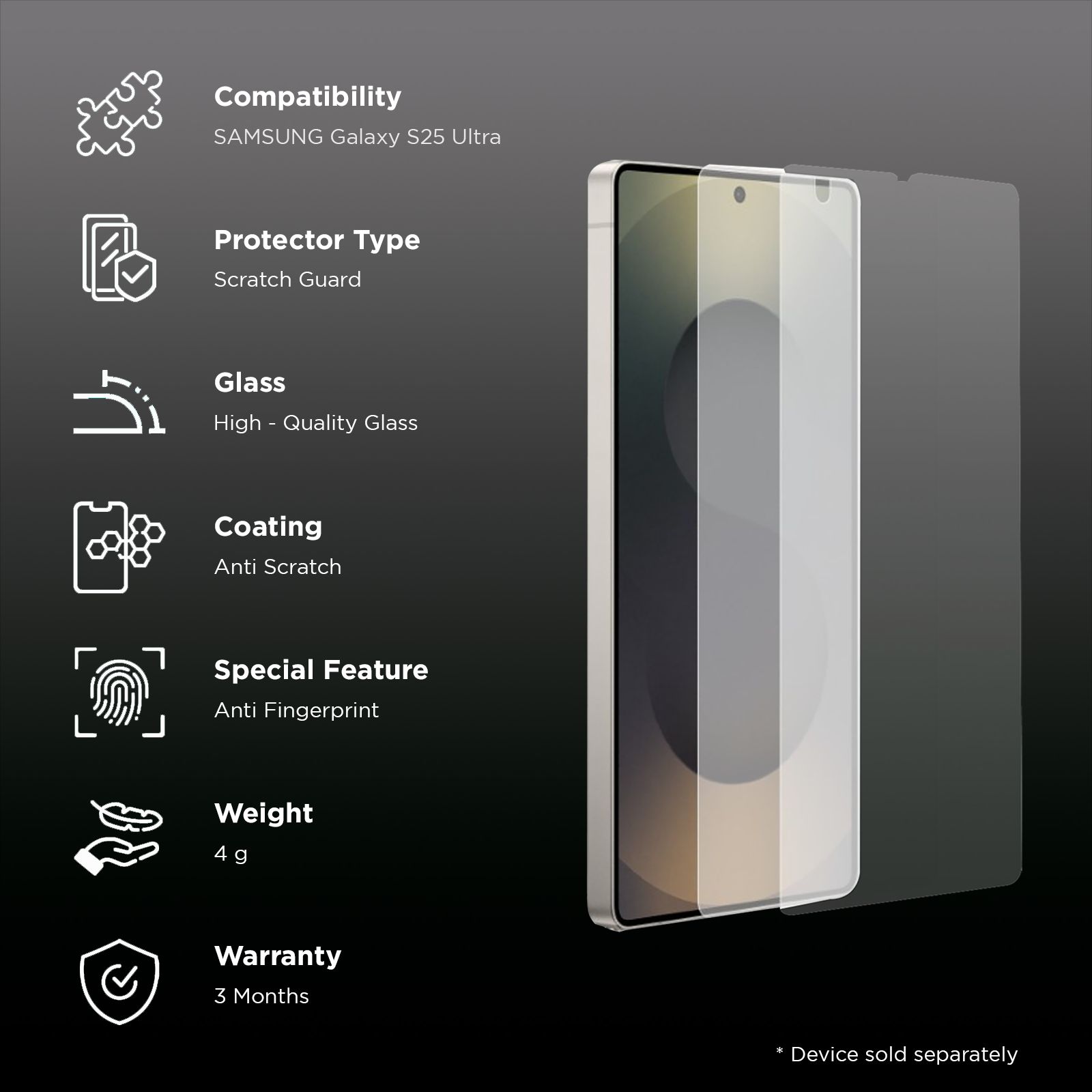 SAMSUNG Anti-reflecting Film Screen Protector for SAMSUNG Galaxy S25 Ultra (Ultra-Sonic Fingerprint Id)_3