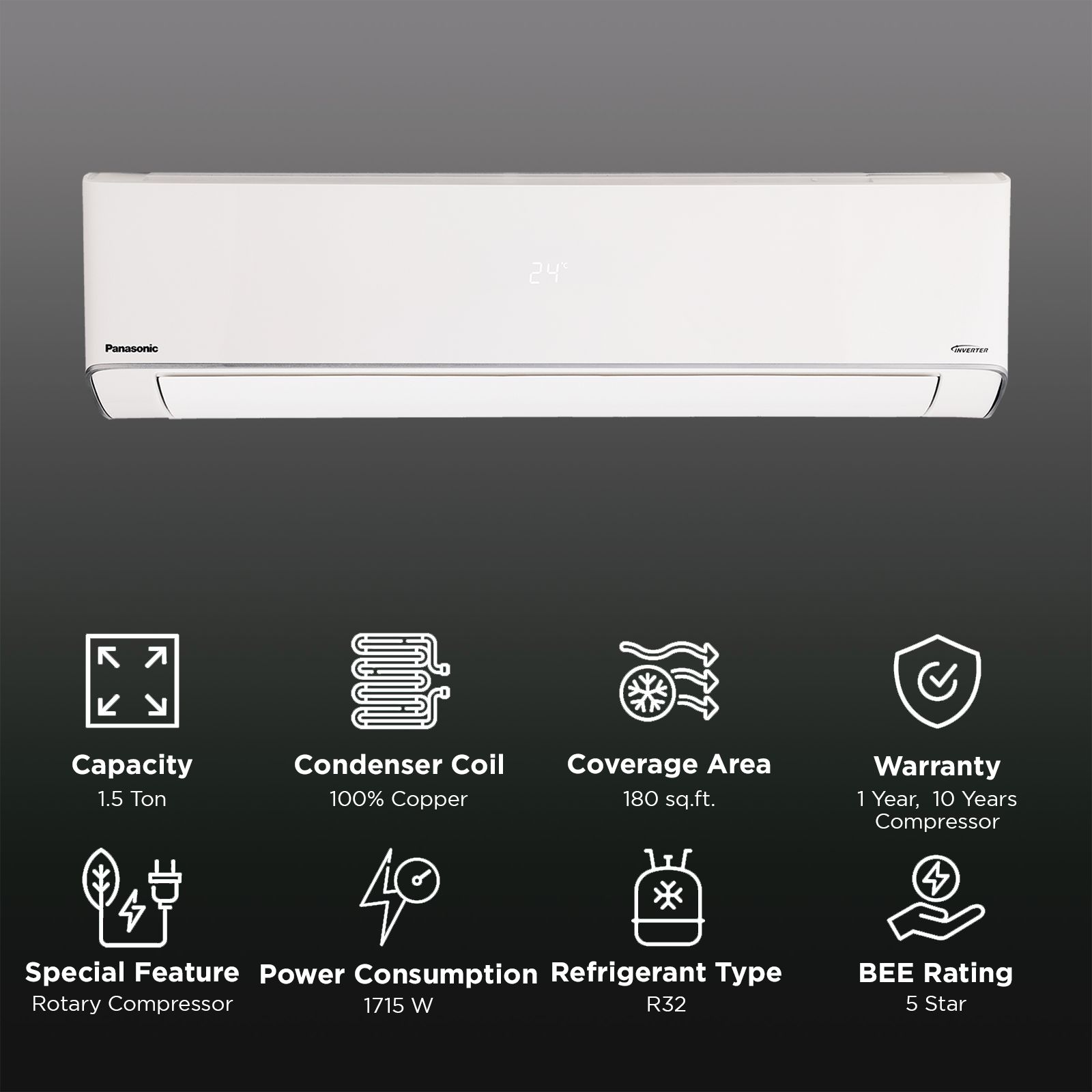 Panasonic EU 7 in 1 Convertible 1.5 Ton 5 Star Inverter Split AC with Higher Airflow (Copper Condenser, CS/CU-EU18BKY5XF) Panasonic EU 7 in 1 Convertible 1.5 Ton 5 Star Inverter Split AC with Higher Airflow (Copper Condenser, CS/CU-EU18BKY5XF)_2