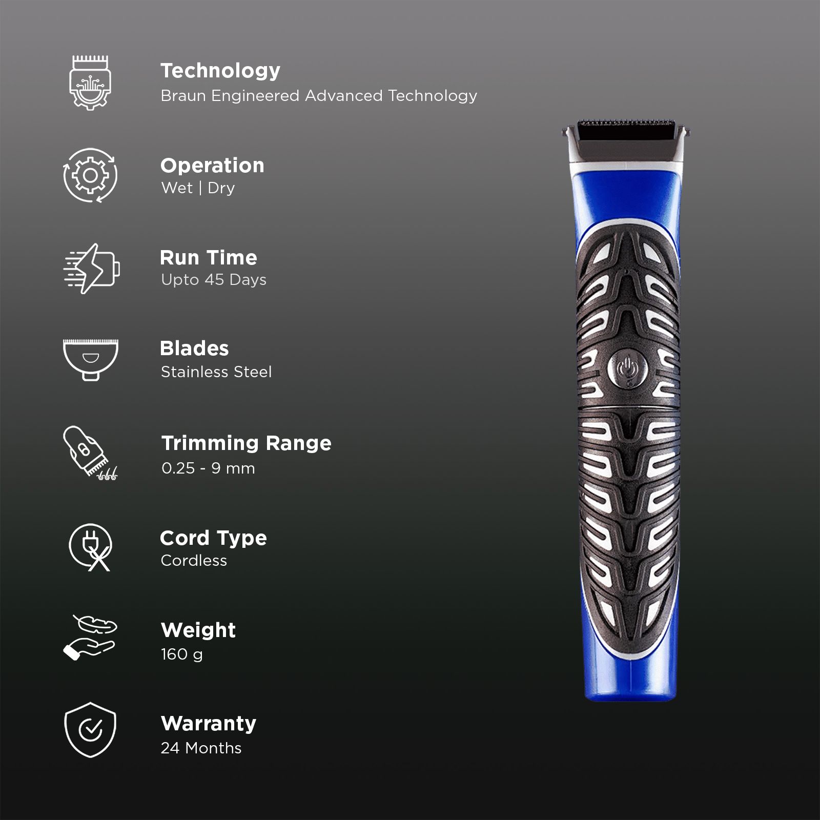 Gillete ProGlide Styler 4-in-1 Cordless Multipurpose Trimmer for Beard & Body (45 Days Runtime, Braun Engineered Advanced Technology, Black)_3