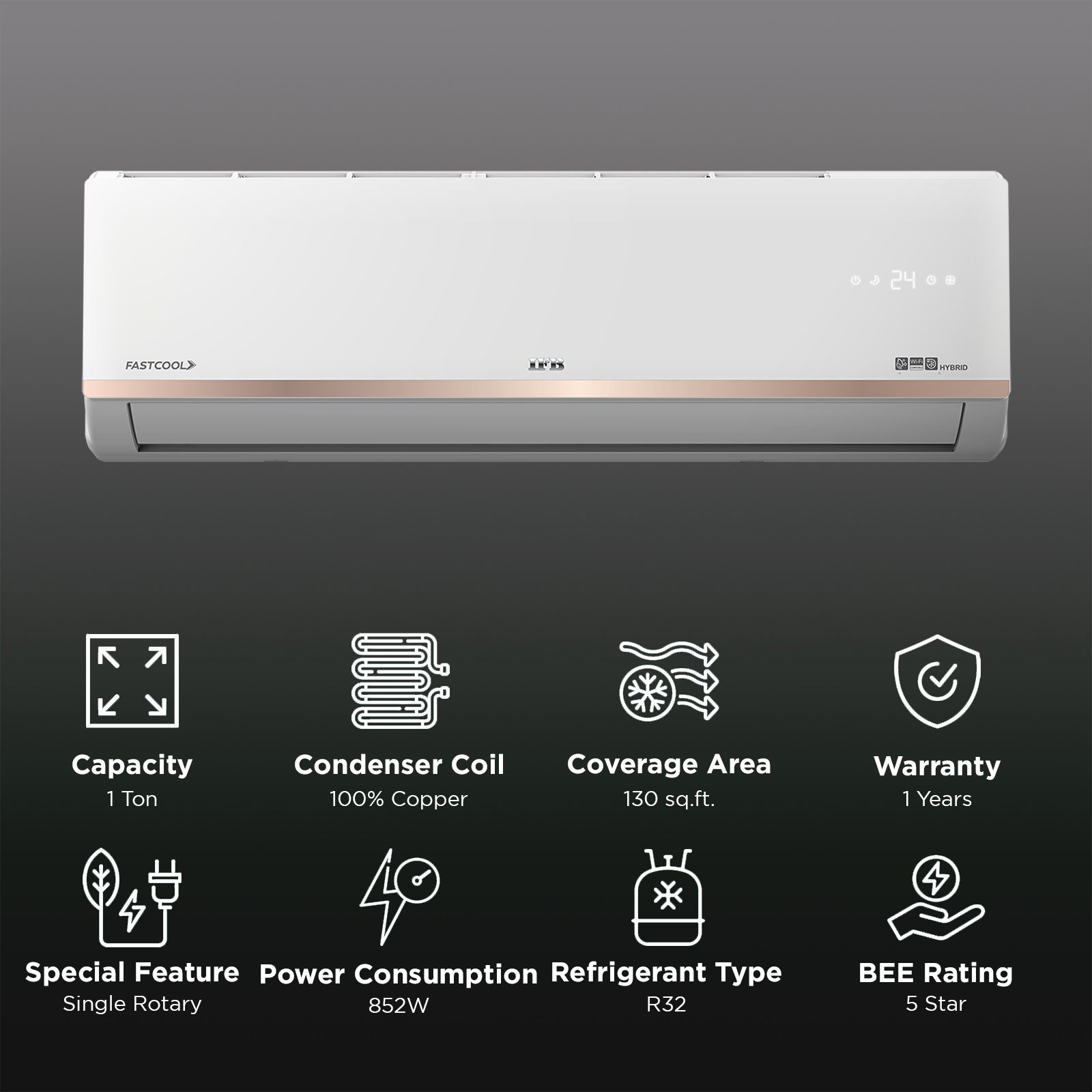 IFB Gold Pro Series 8 in 1 Convertible 1 Ton 5 Star Inverter Split Smart AC with Wi-Fi Supported (Copper Condenser, CI145GN21RGN1) IFB Gold Pro Series 8 in 1 Convertible 1 Ton 5 Star Inverter Split Smart AC with Wi-Fi Supported (Copper Condenser, CI145GN21RGN1)_2