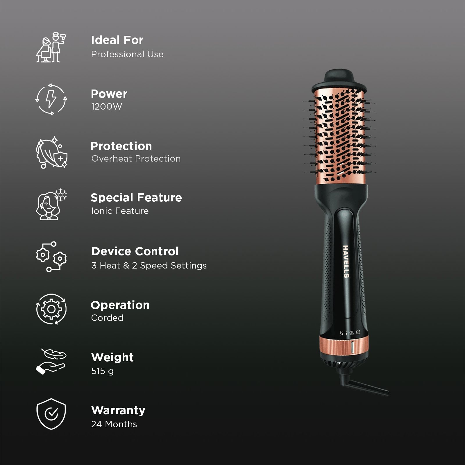HAVELLS HD4081 Hair Dryer with 3 Heat Settings (KeraNourish Technology, Black) HAVELLS HD4081 Hair Dryer with 3 Heat Settings (KeraNourish Technology, Black)_3