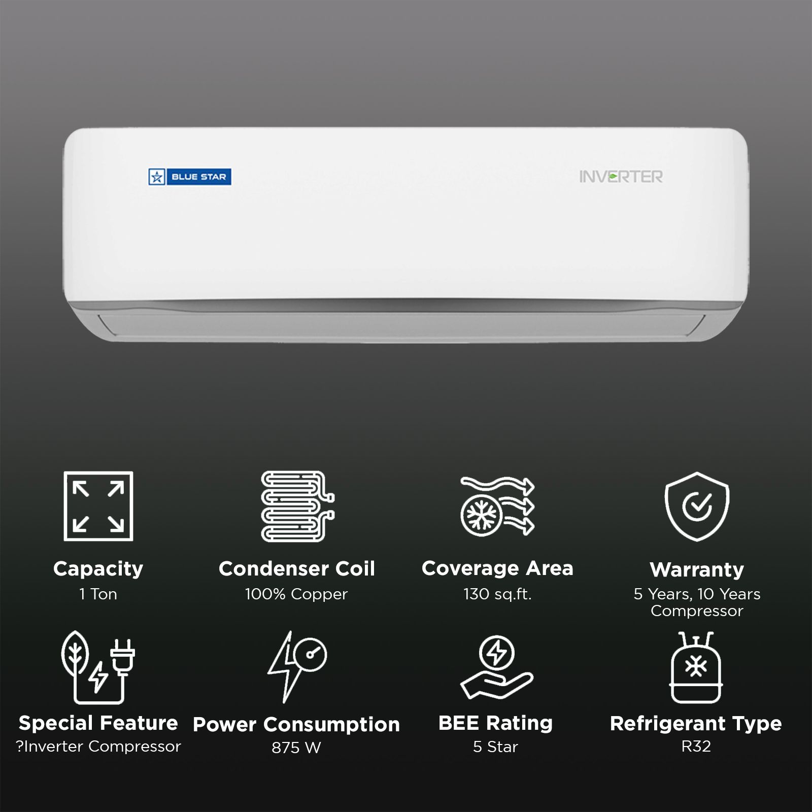 Blue Star Z Series 5 in 1 Convertible 1 Ton 5 Star Inverter Split Smart AC with Wi-Fi Supported (2025 Model, Copper Condenser, ID512ZNURS)_2