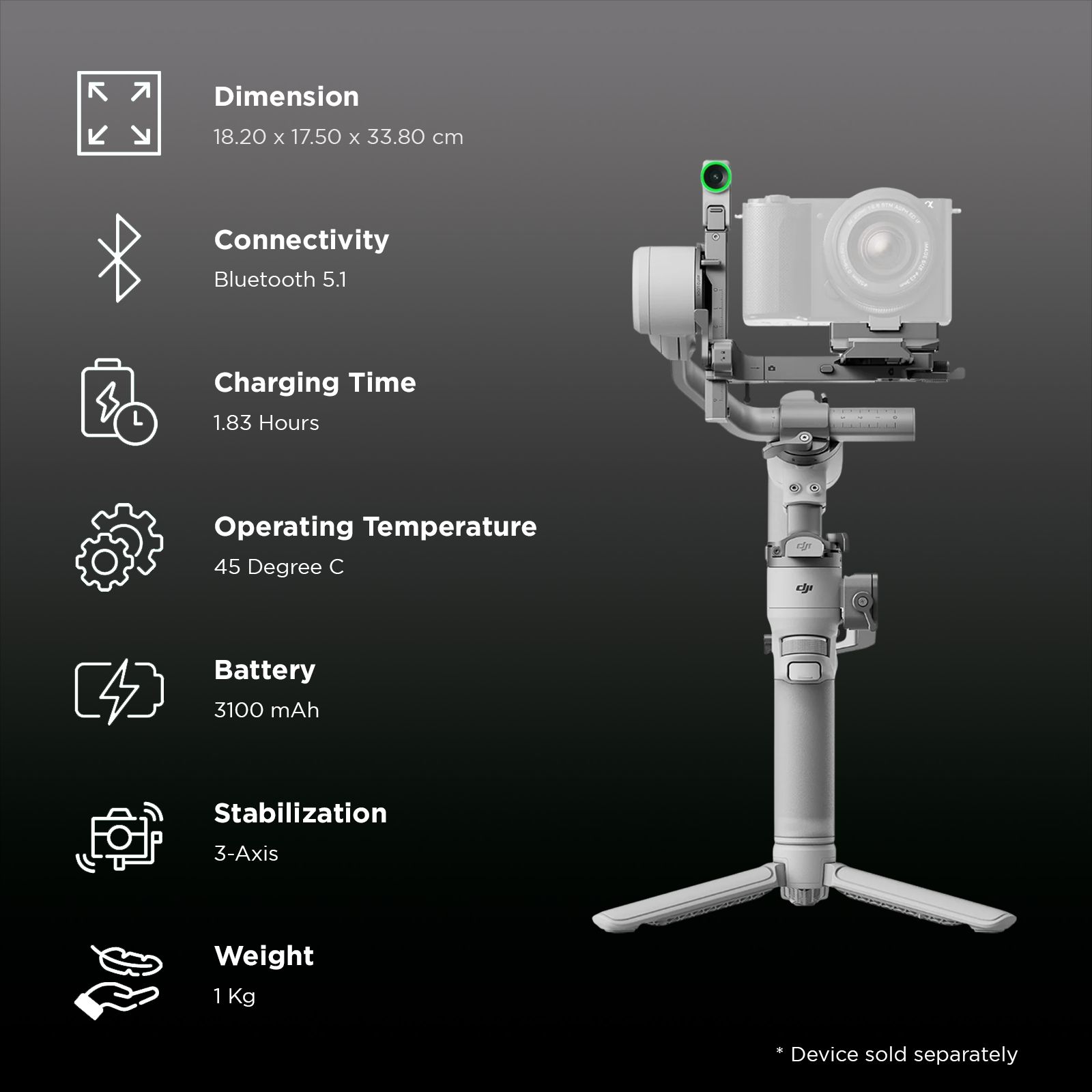 DJI RS 4 Mini Combo 3-Axis Gimble for Mobile and Camera (Intelligent Tracking, Grey)_3