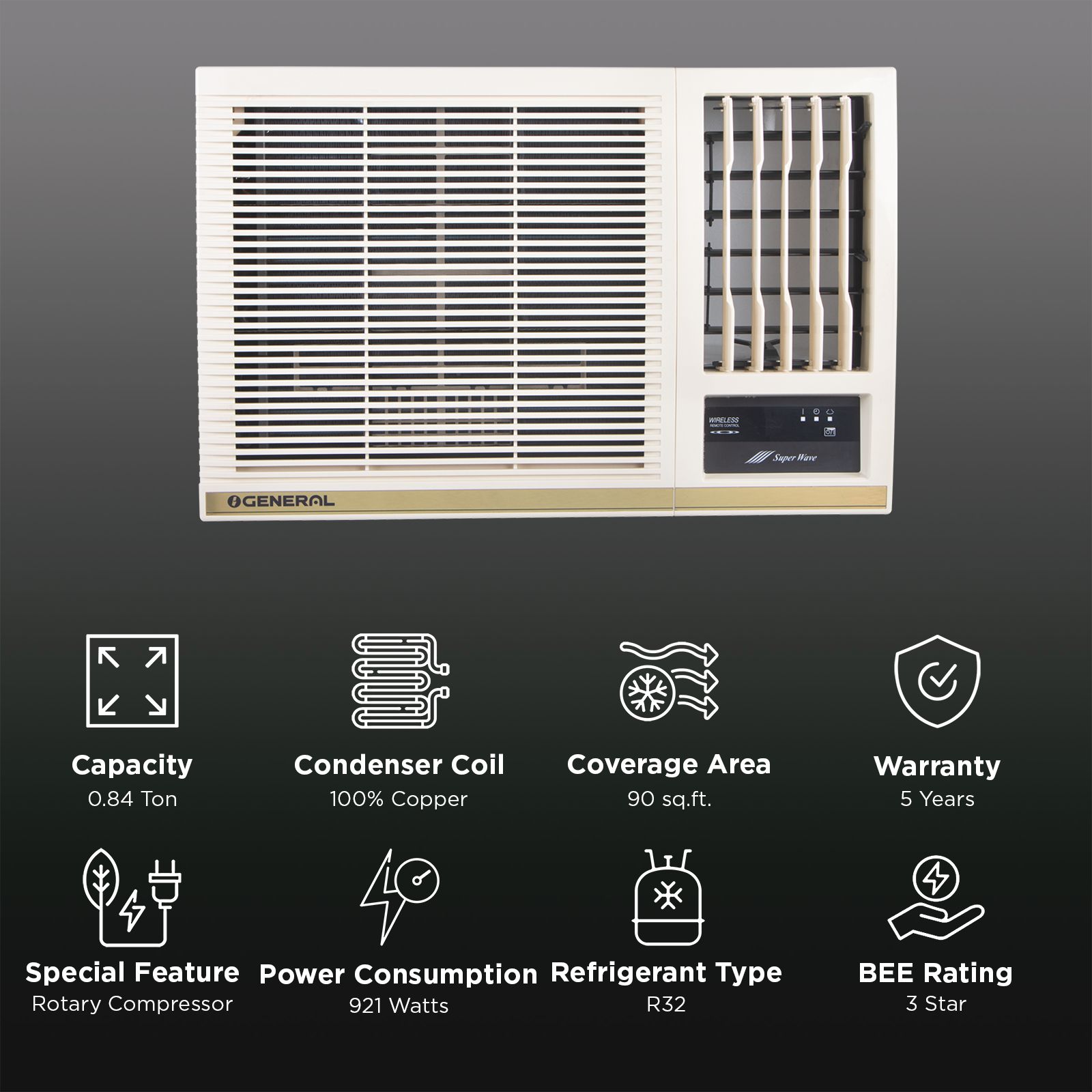 O GENERAL Hyper Tropical 0.84 Ton 2 Star Window AC (Copper Condenser, AMGB09BBWA-B)_2