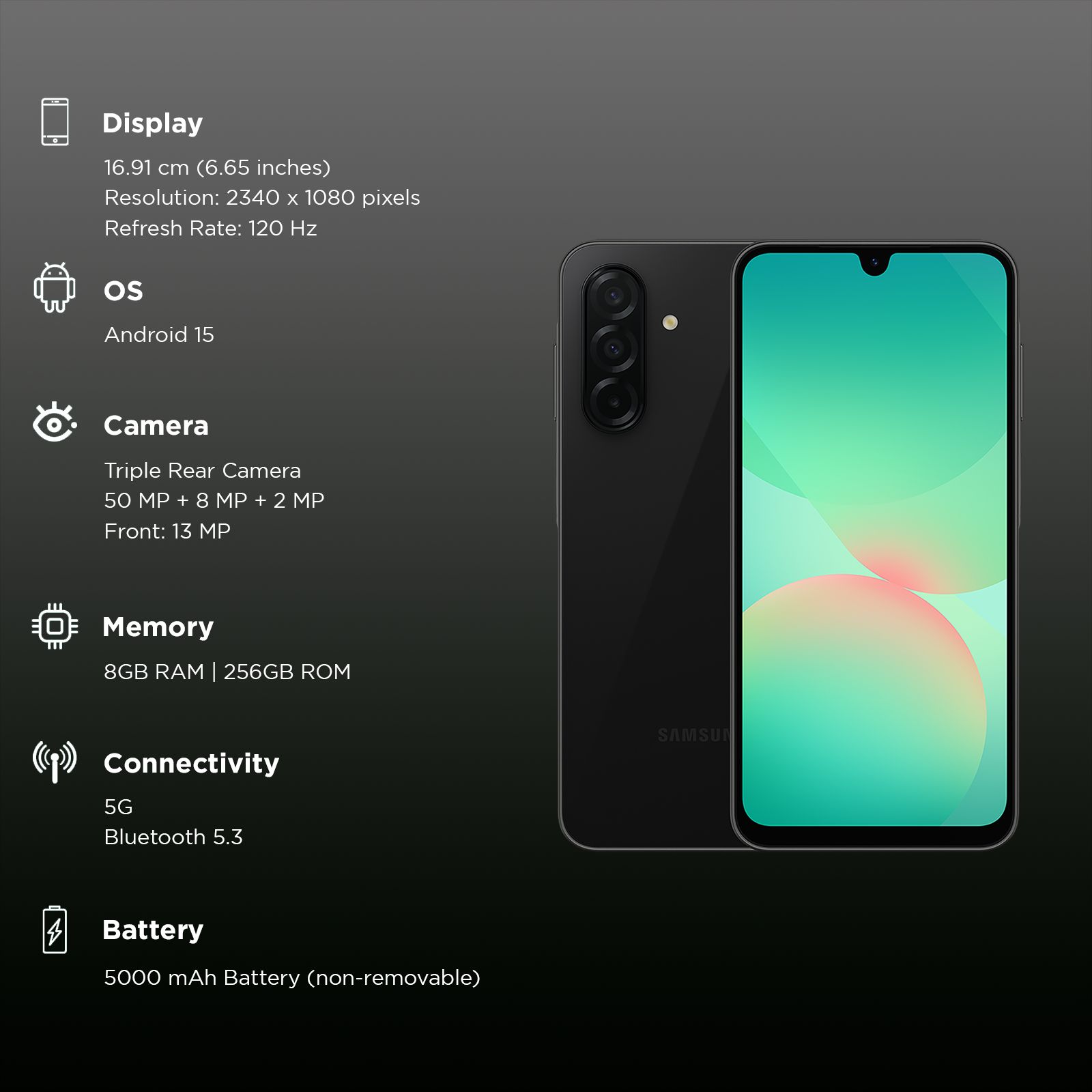 SAMSUNG Galaxy A26 5G (8GB RAM, 256GB, Awesome Black) SAMSUNG Galaxy A26 5G (8GB RAM, 256GB, Awesome Black)_3