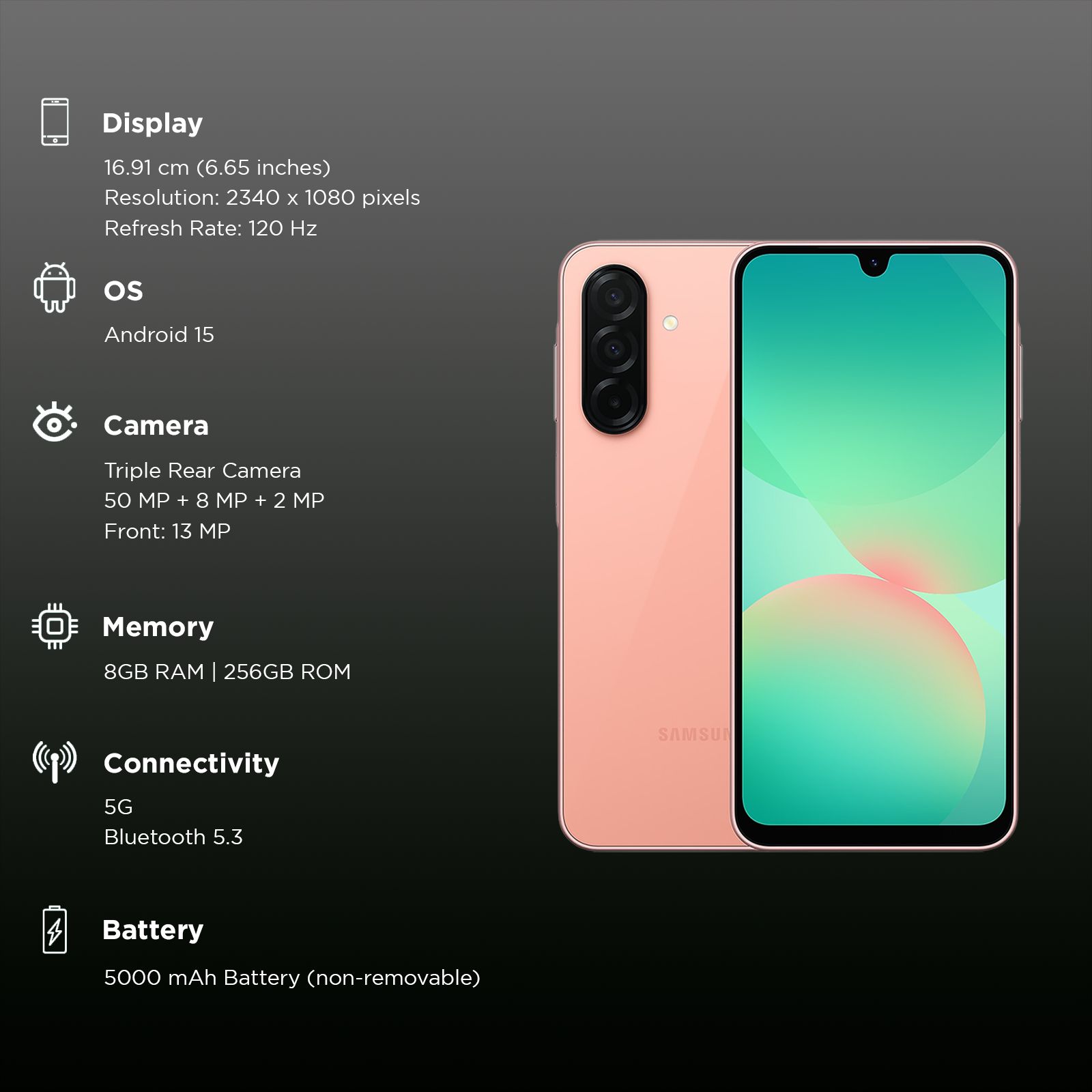 SAMSUNG Galaxy A26 5G (8GB RAM, 256GB, Awesome Peach)_3