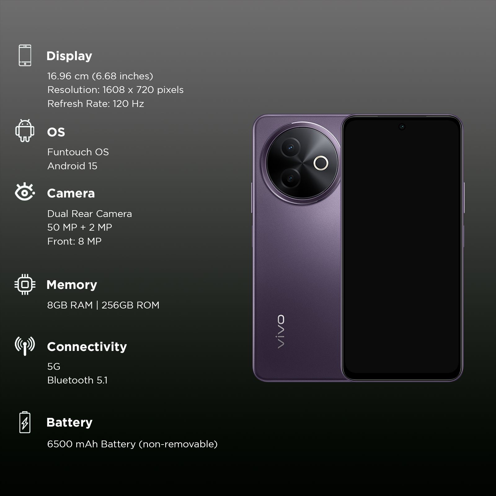 vivo Y39 5G (8GB RAM, 256GB, Lotus Purple) vivo Y39 5G (8GB RAM, 256GB, Lotus Purple)_3