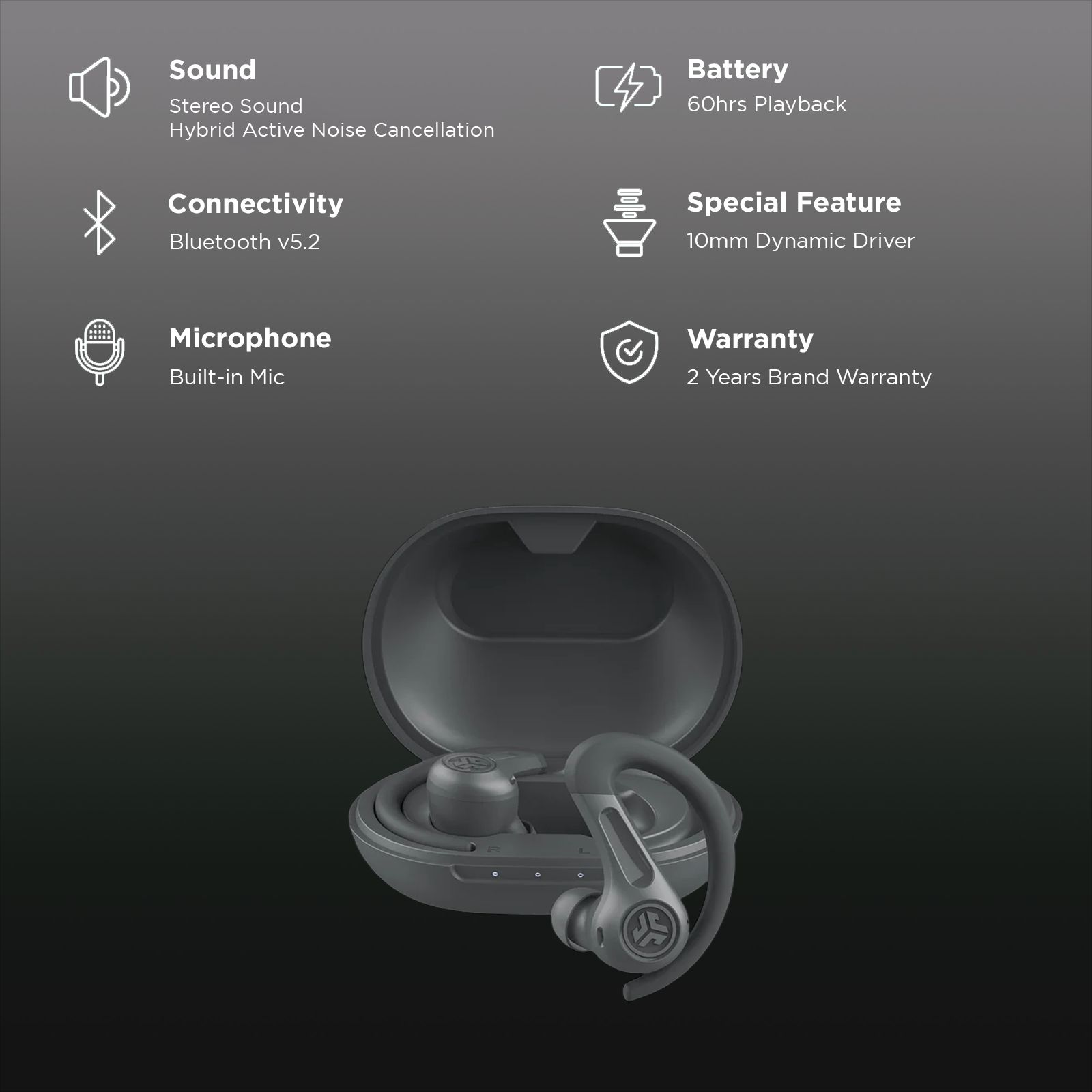 JLAB JBuds Sport ANC 4 TWS Earbuds with Hybrid Active Noise Cancellation (IP66 Sweatproof, Google Fast Pair, Black)_2