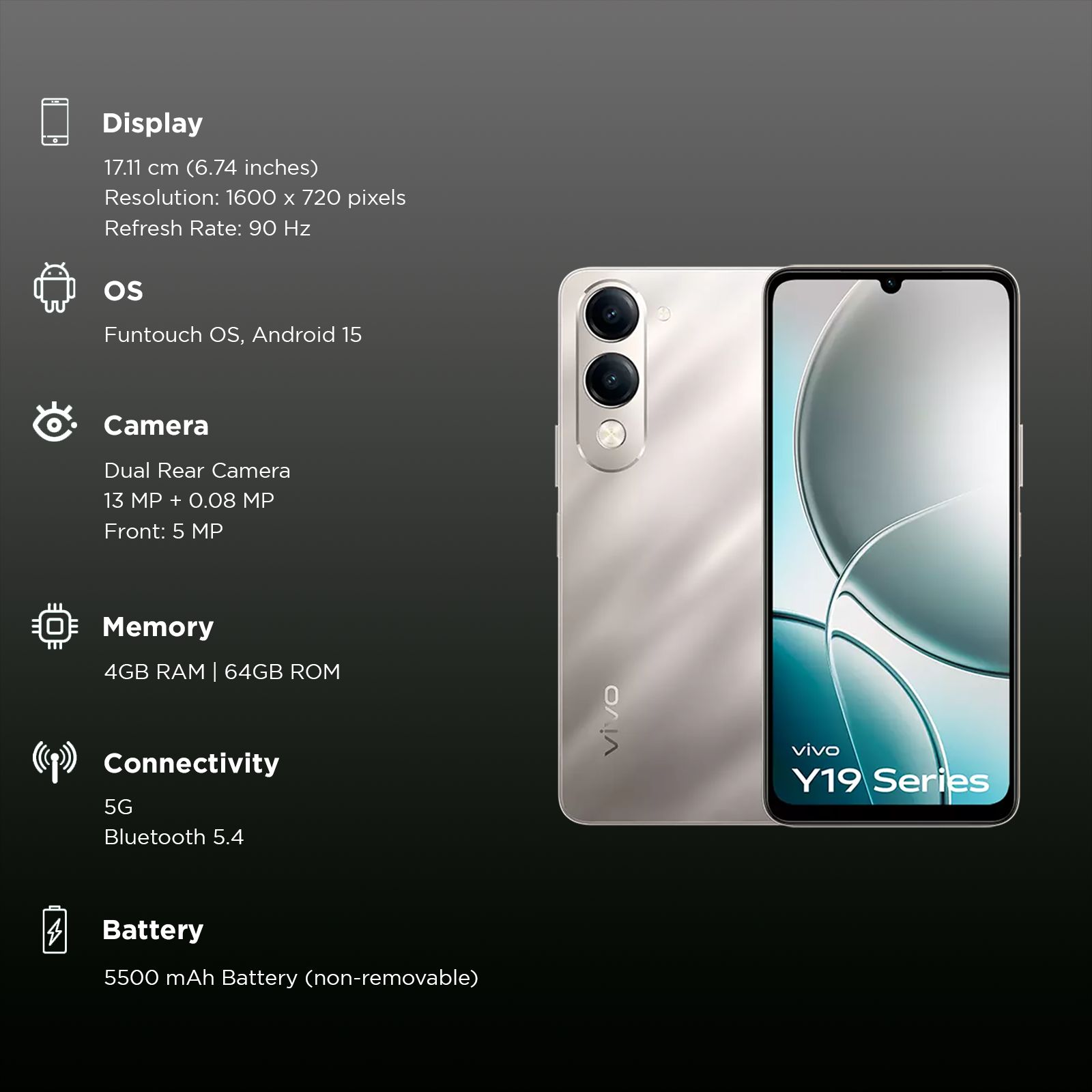 vivo Y19 5G (4GB RAM, 64GB, Titanium Silver)_3