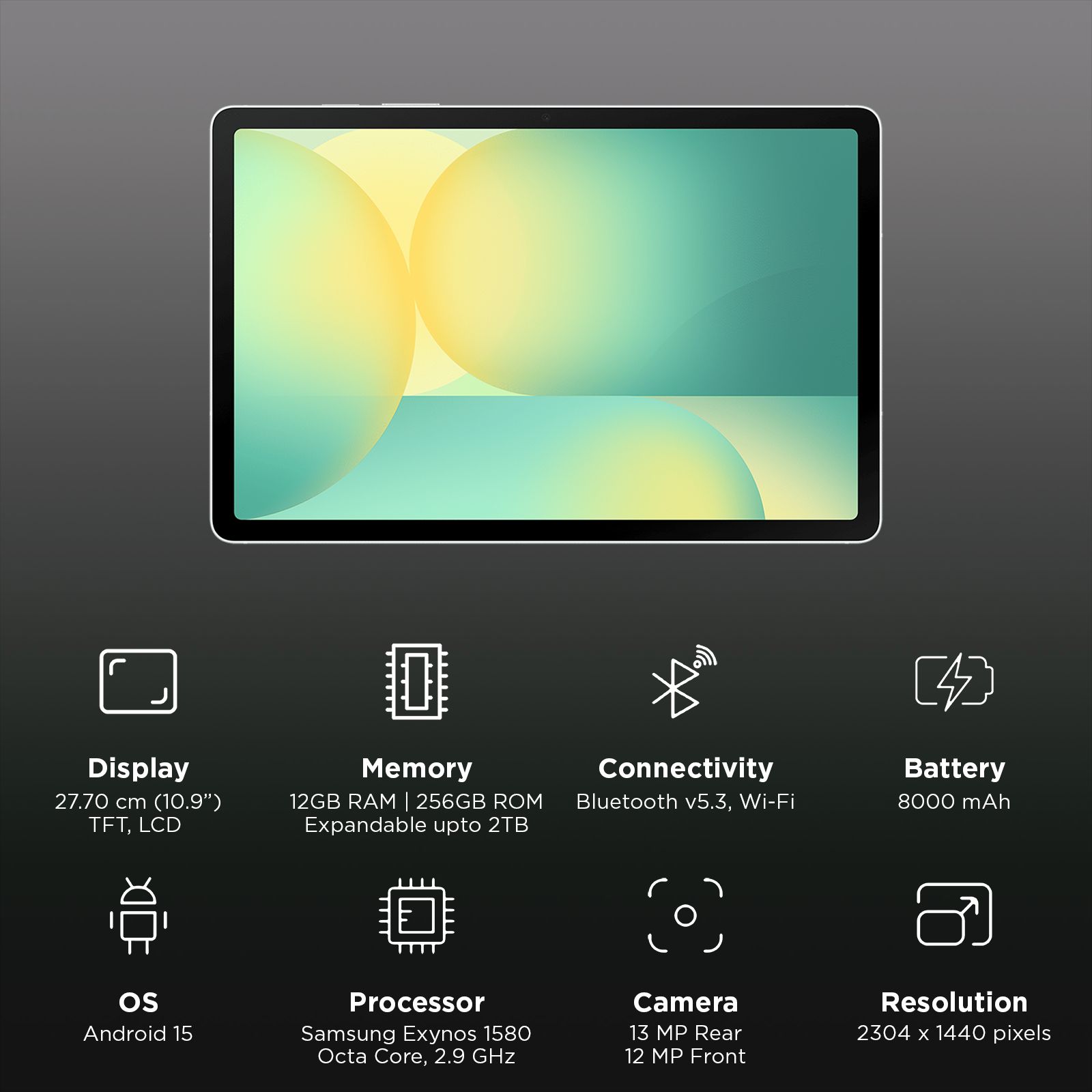 SAMSUNG Galaxy Tab S10 FE Wi-Fi+5G Android Tablet (10.9 Inch, 12GB RAM, 256GB ROM, Silver)_3