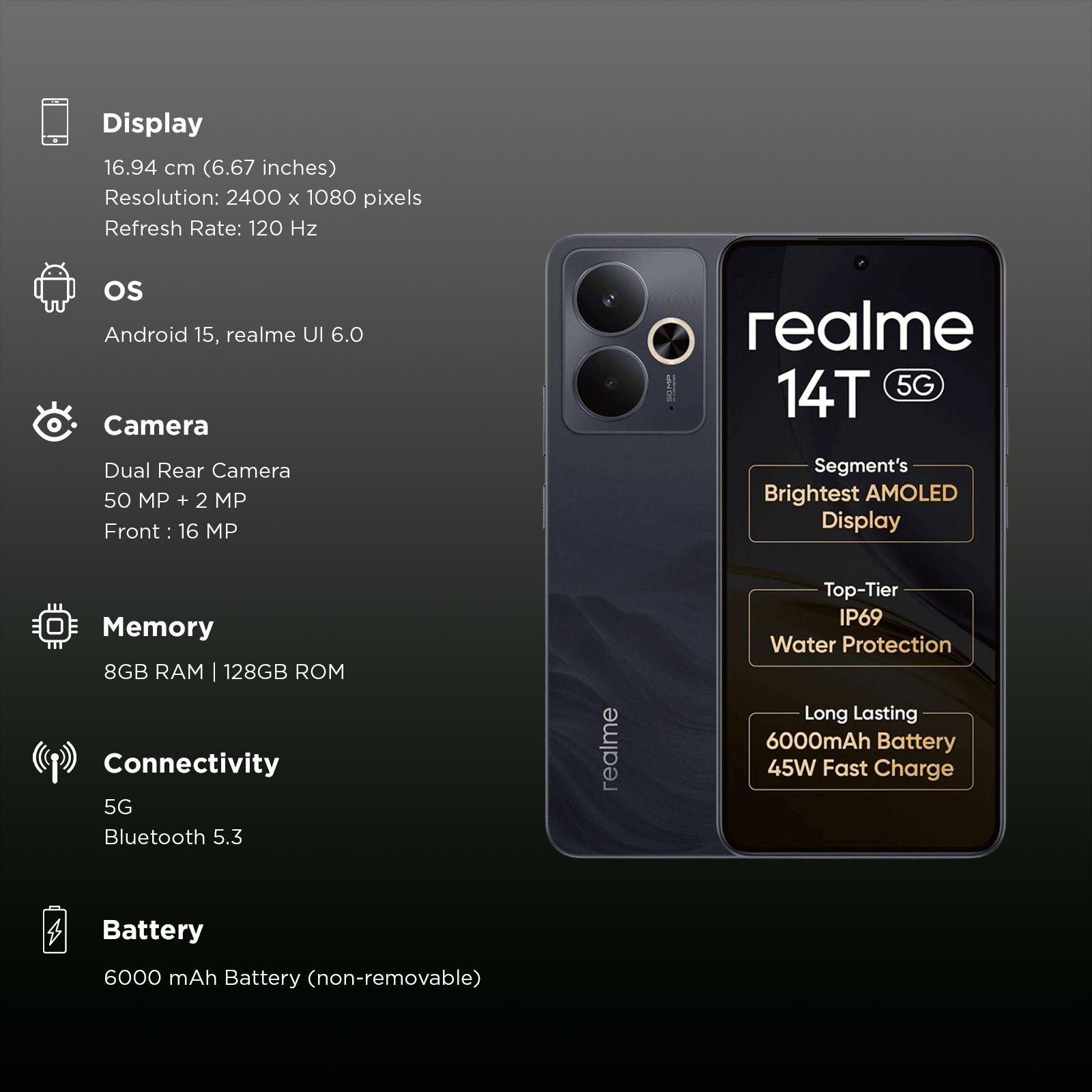 realme 14T 5G (8GB RAM, 128GB, Obsidian Black) realme 14T 5G (8GB RAM, 128GB, Obsidian Black)_3