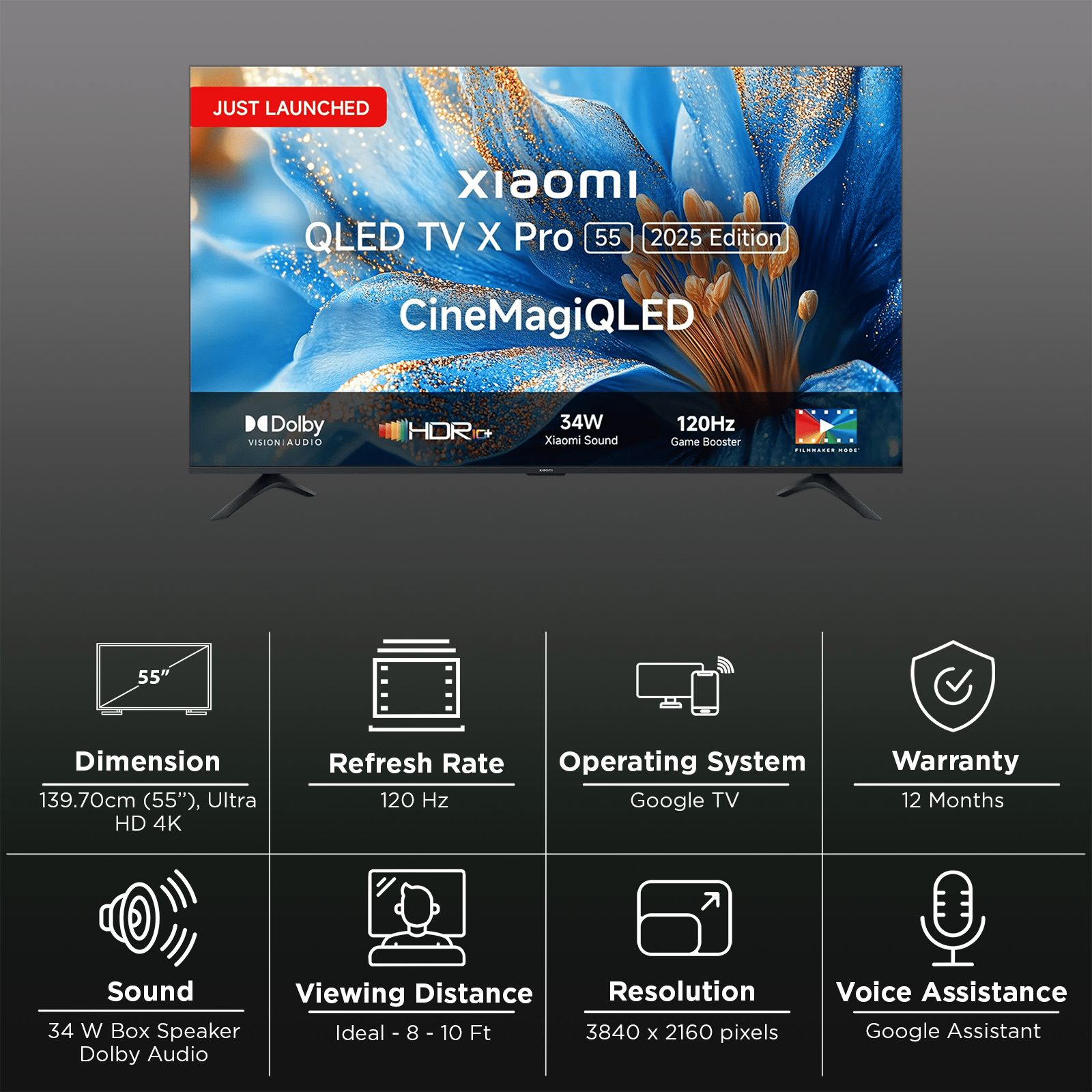 Xiaomi X Pro Series 140 cm (55 inch) 4K Ultra HD QLED Smart Google TV with Google Voice Assistant (2025 model)_3