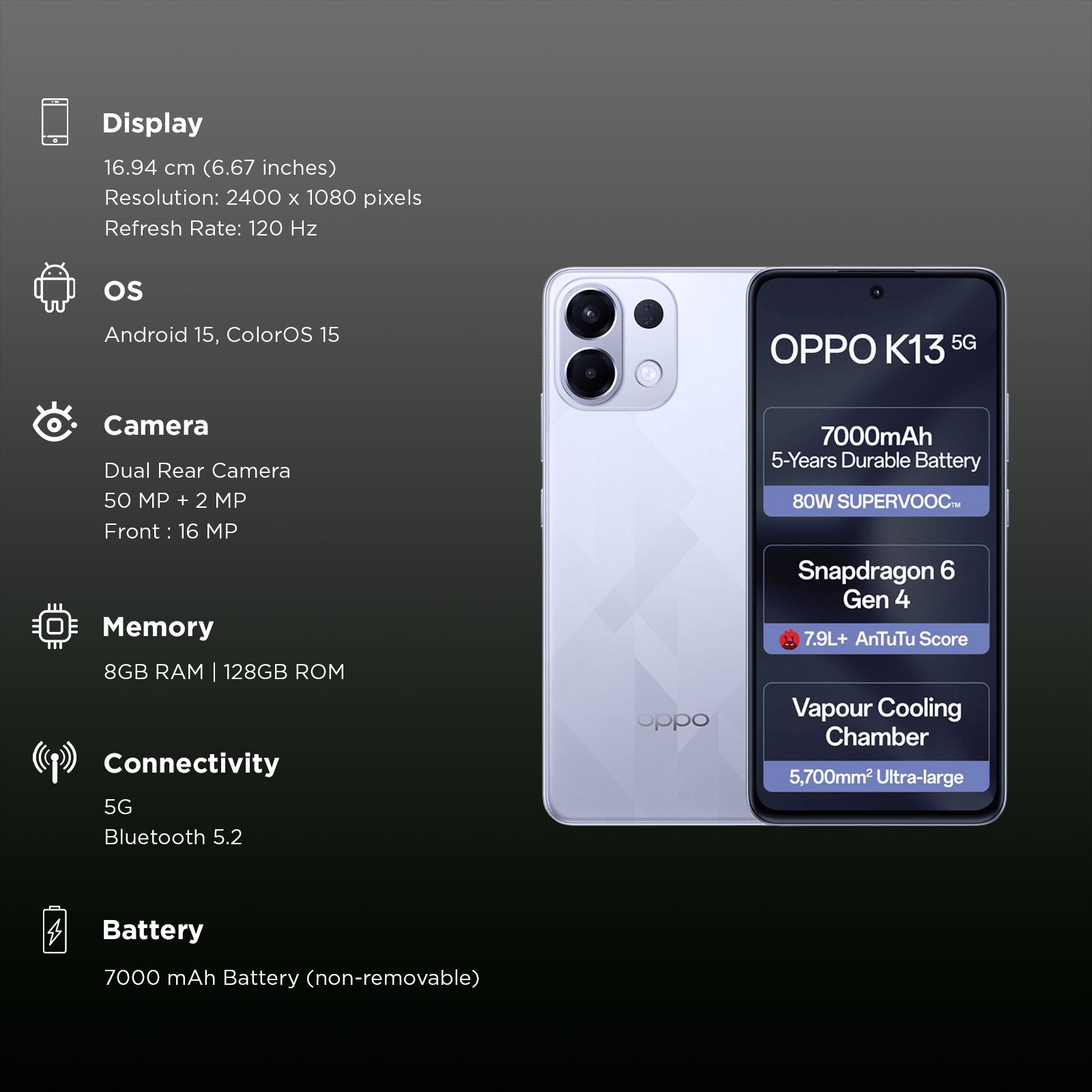 oppo K13 5G (8GB RAM, 128GB, Icy Purple) oppo K13 5G (8GB RAM, 128GB, Icy Purple)_3